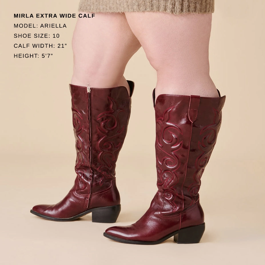 MIRLA EXTRA WIDE CALF BOOTS OXBLOOD LEATHER Comfort Lining Stylish Explorer