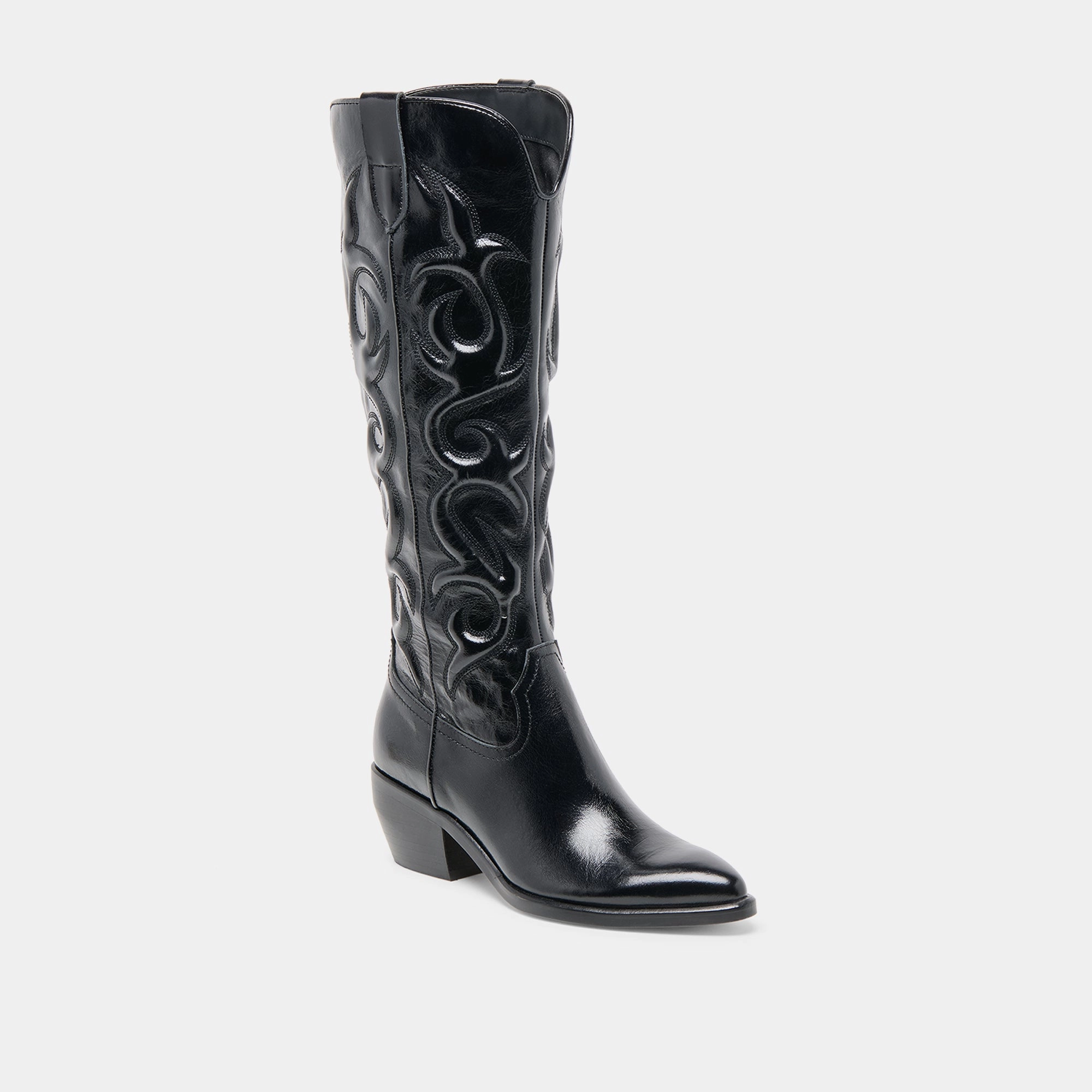 Comfort Gusset MIRLA WIDE CALF BOOTS BLACK LEATHER