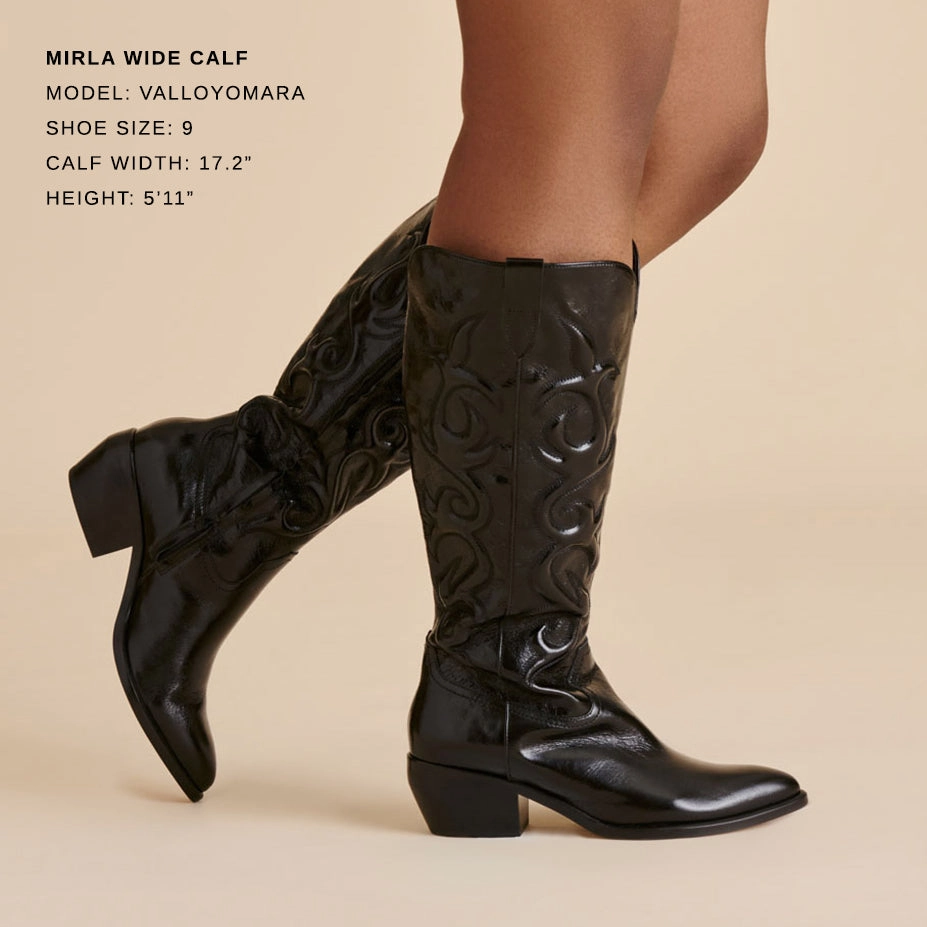 MIRLA WIDE CALF BOOTS BLACK LEATHER anti-odor