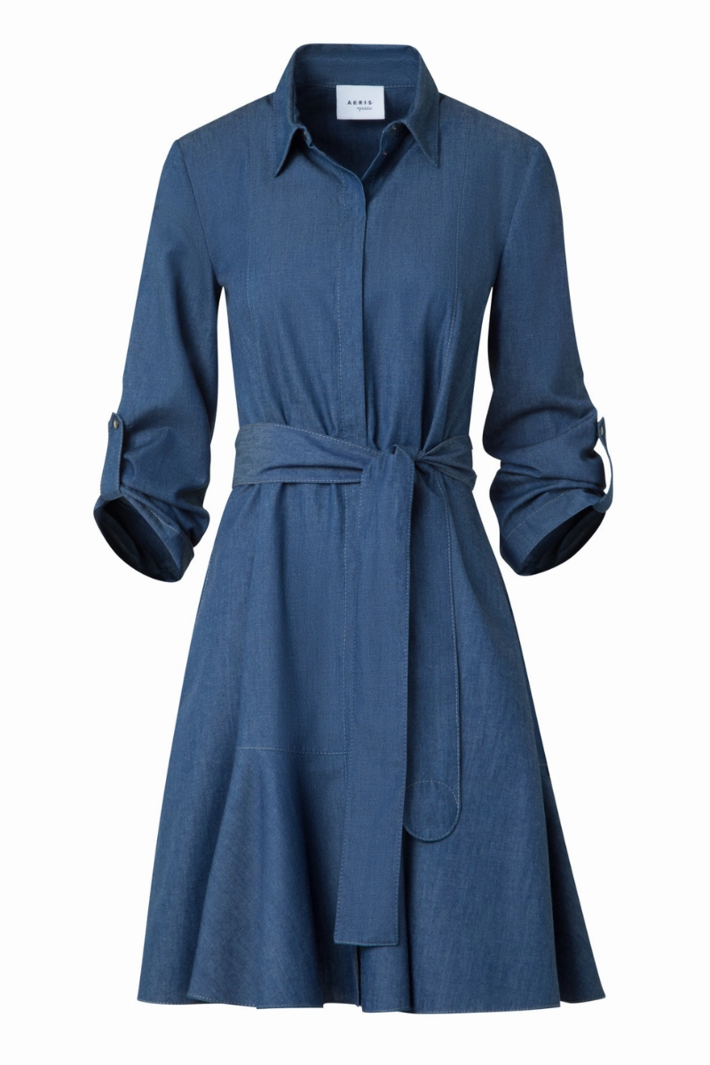 Vibrant Hue Chic Casual Wear Denim Shirt Dress