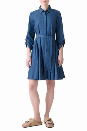 Seasonal Style Structured-Shape Denim Shirt Dress