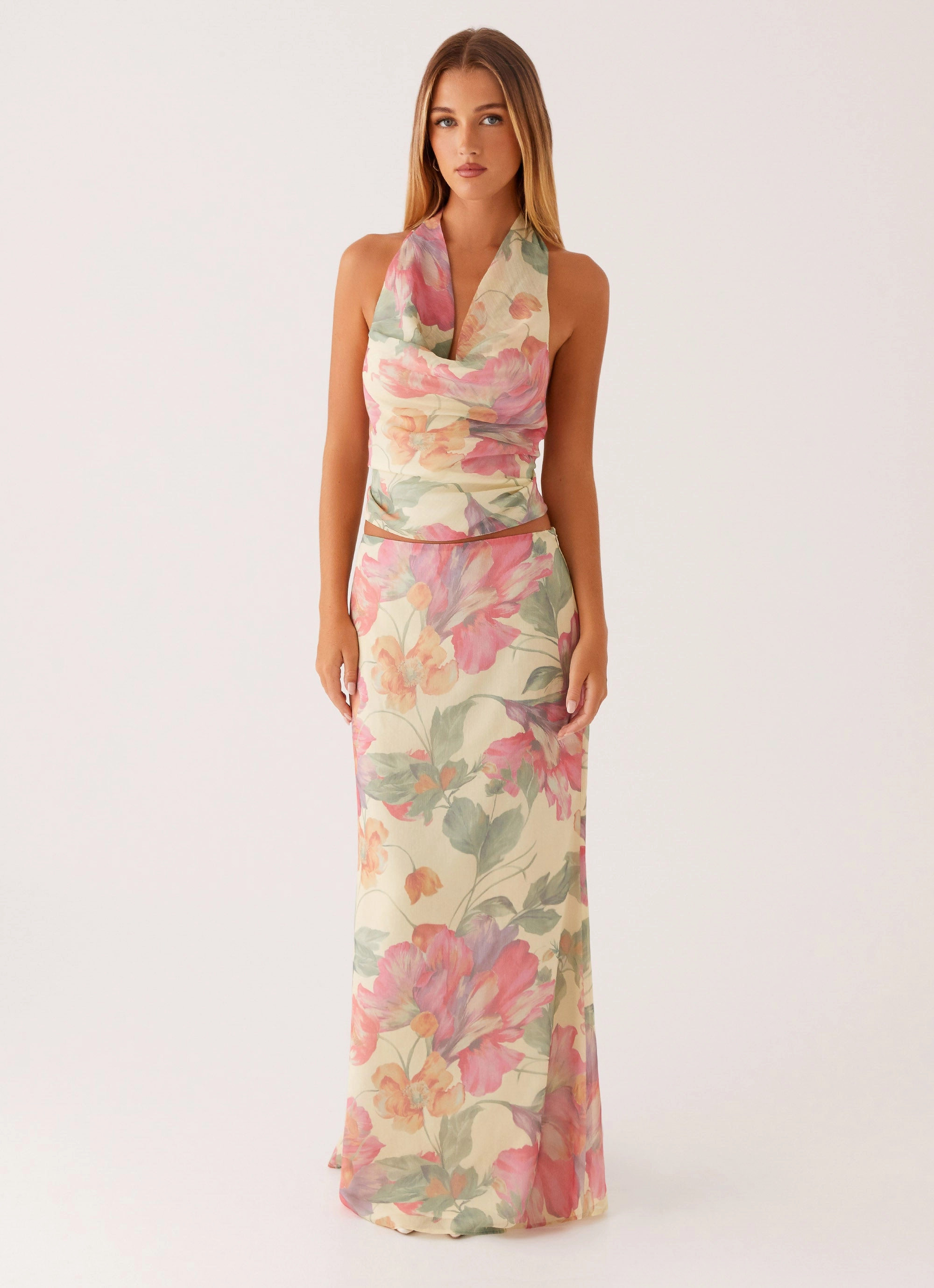 Convertible Length Soulful Low Rise Maxi Skirt - Yellow Peony