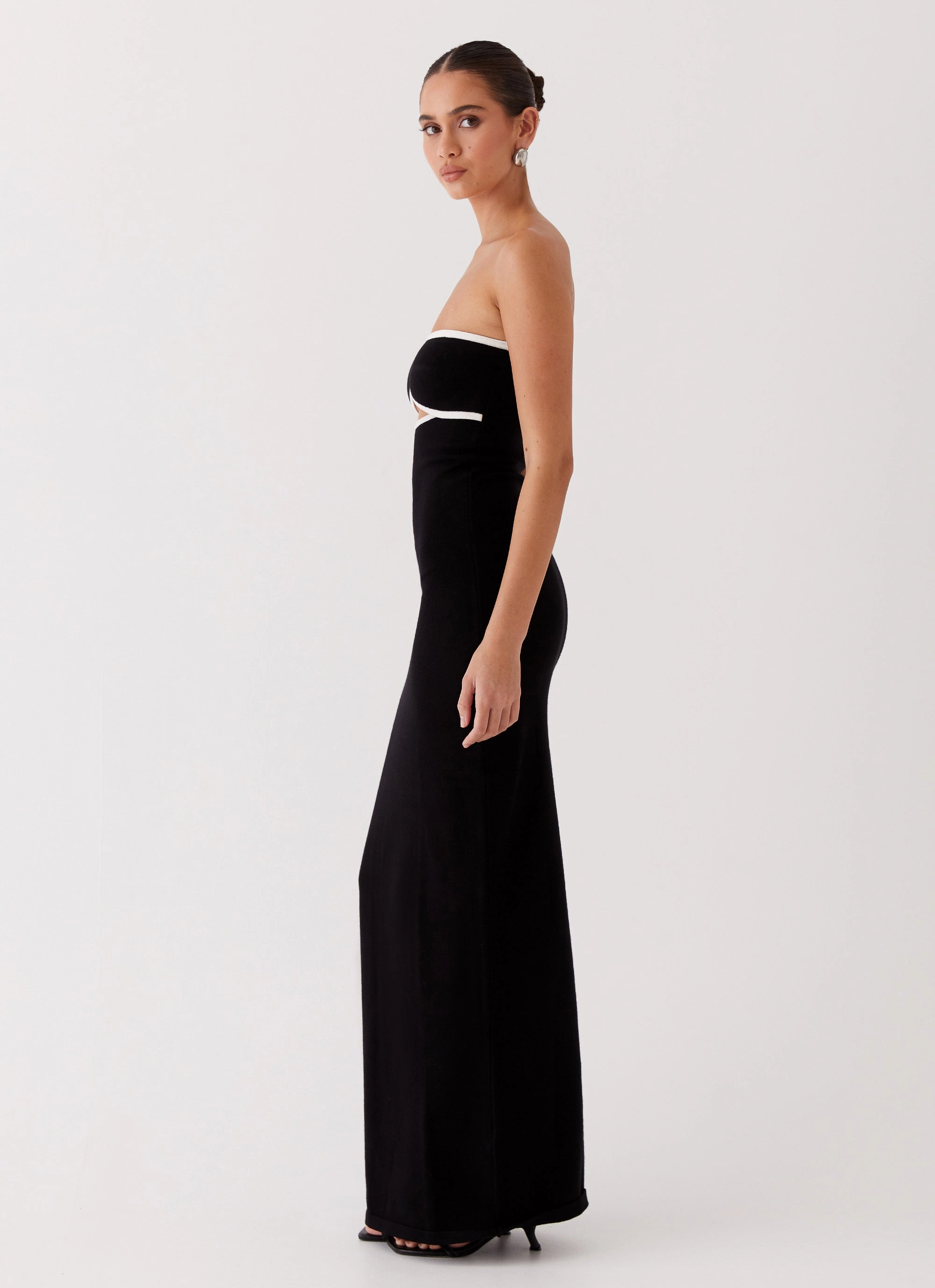 When In Rome Knit Maxi Dress - Black Lower Hem Blush Glow