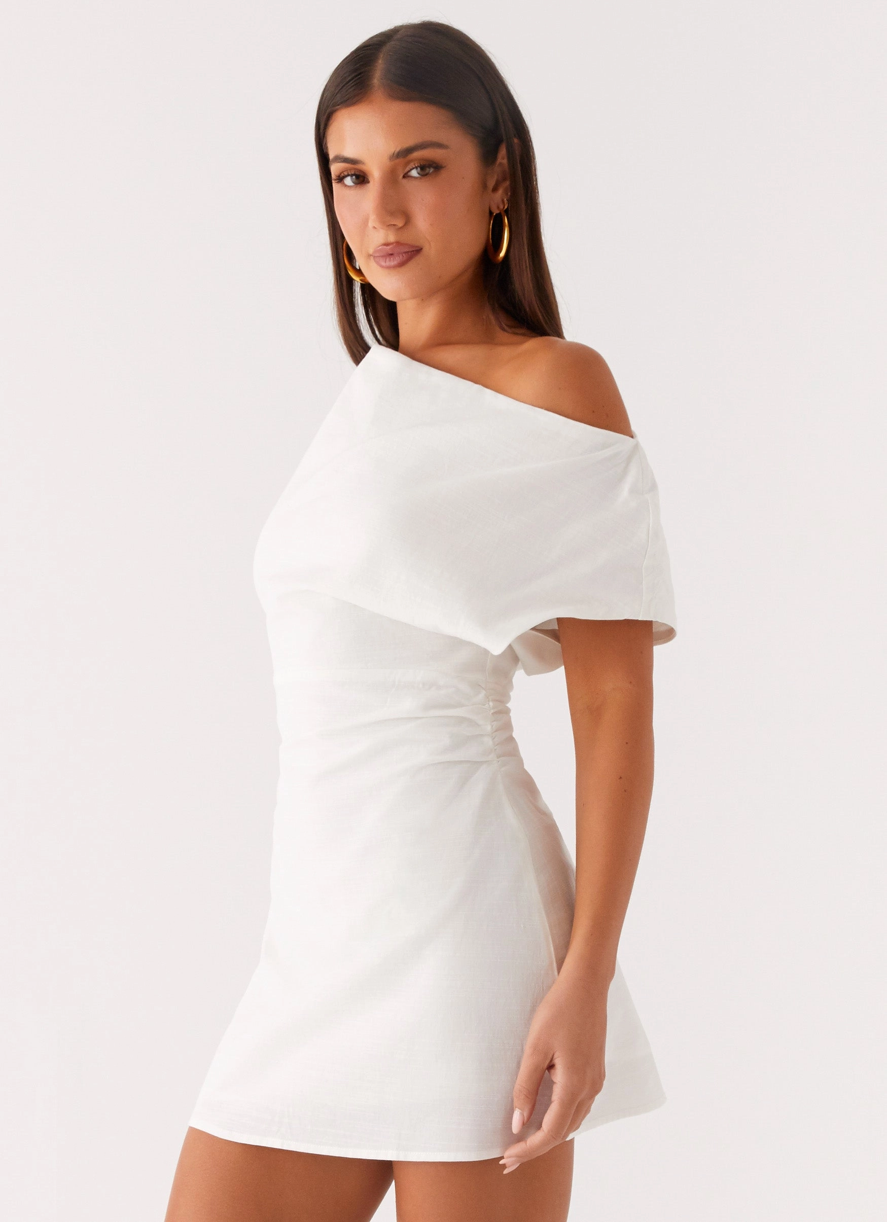 Moonlight Oasis Asymmetrical Mini Dress - Off White All Inclusive