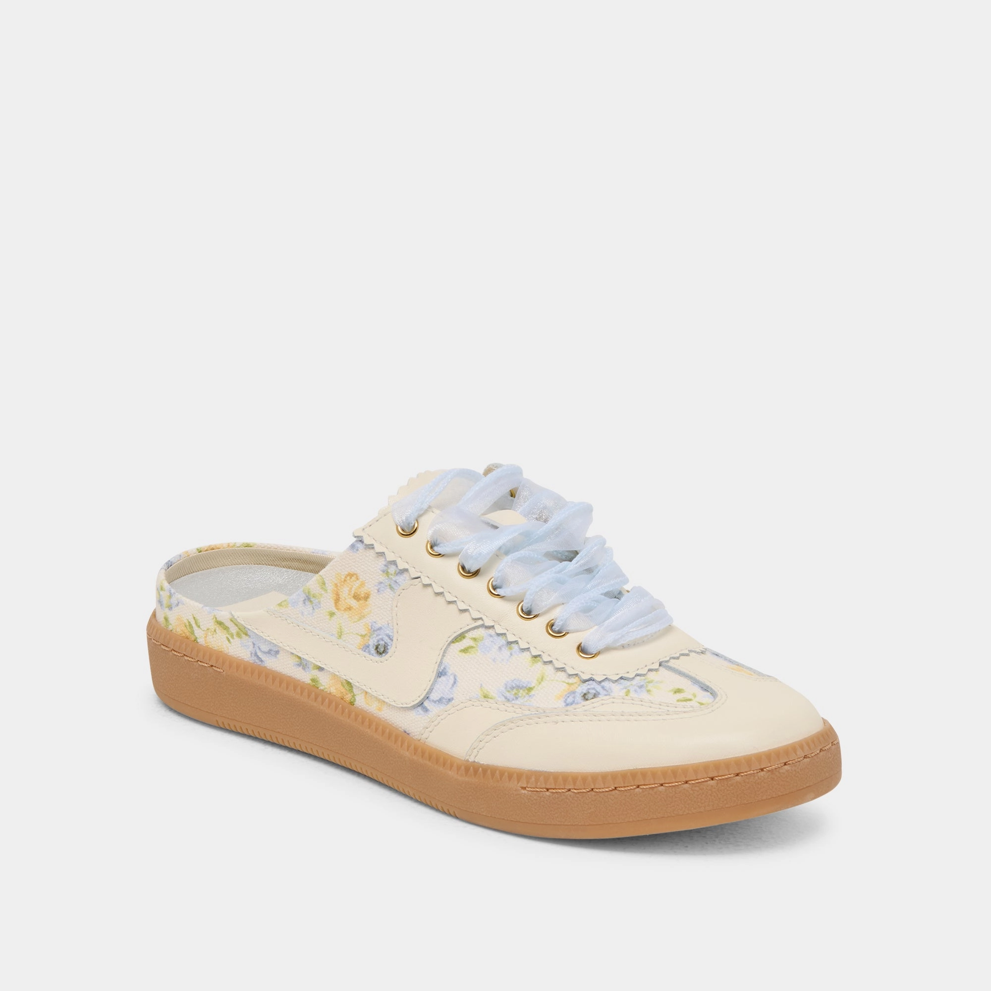NOTICE SLIDE SNEAKERS BLUE FLORAL LEATHER Daily Basics