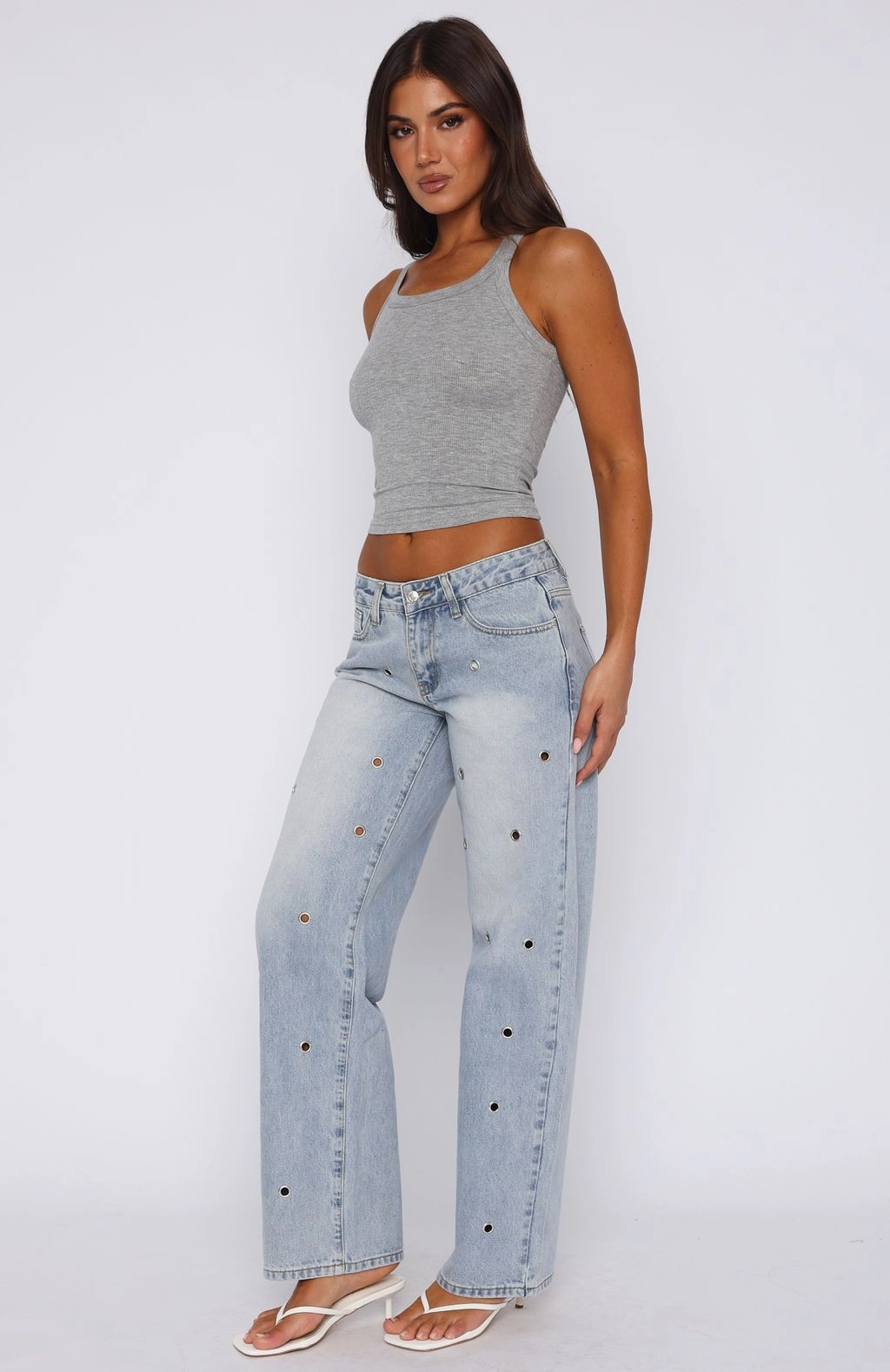 Trendy Sunny Vibes Comfortable Edge Athina Low Rise Wide Leg Jeans Light Blue