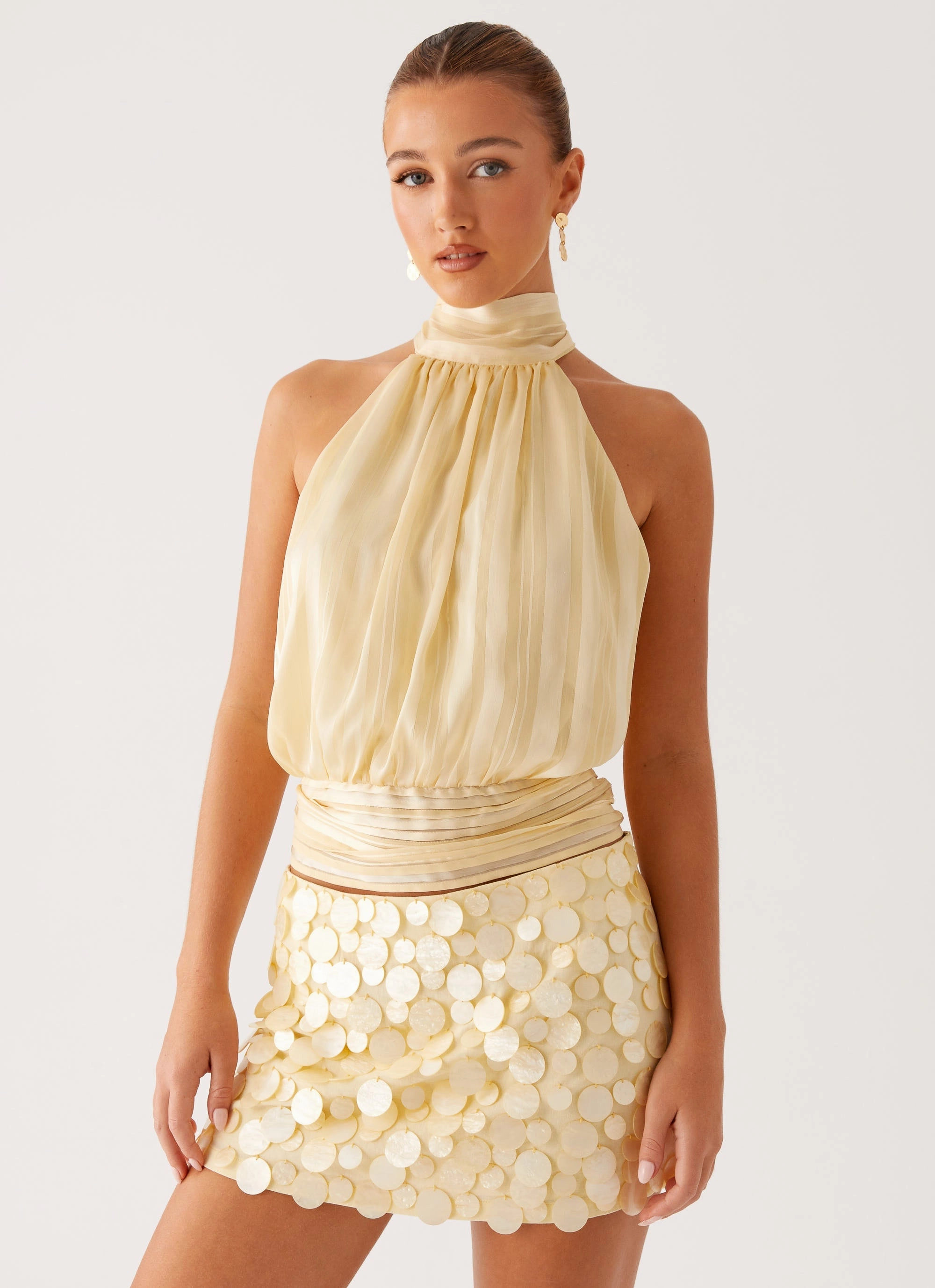 Performance Fashion Modern Luxe Movie Star Mini Skirt - Yellow