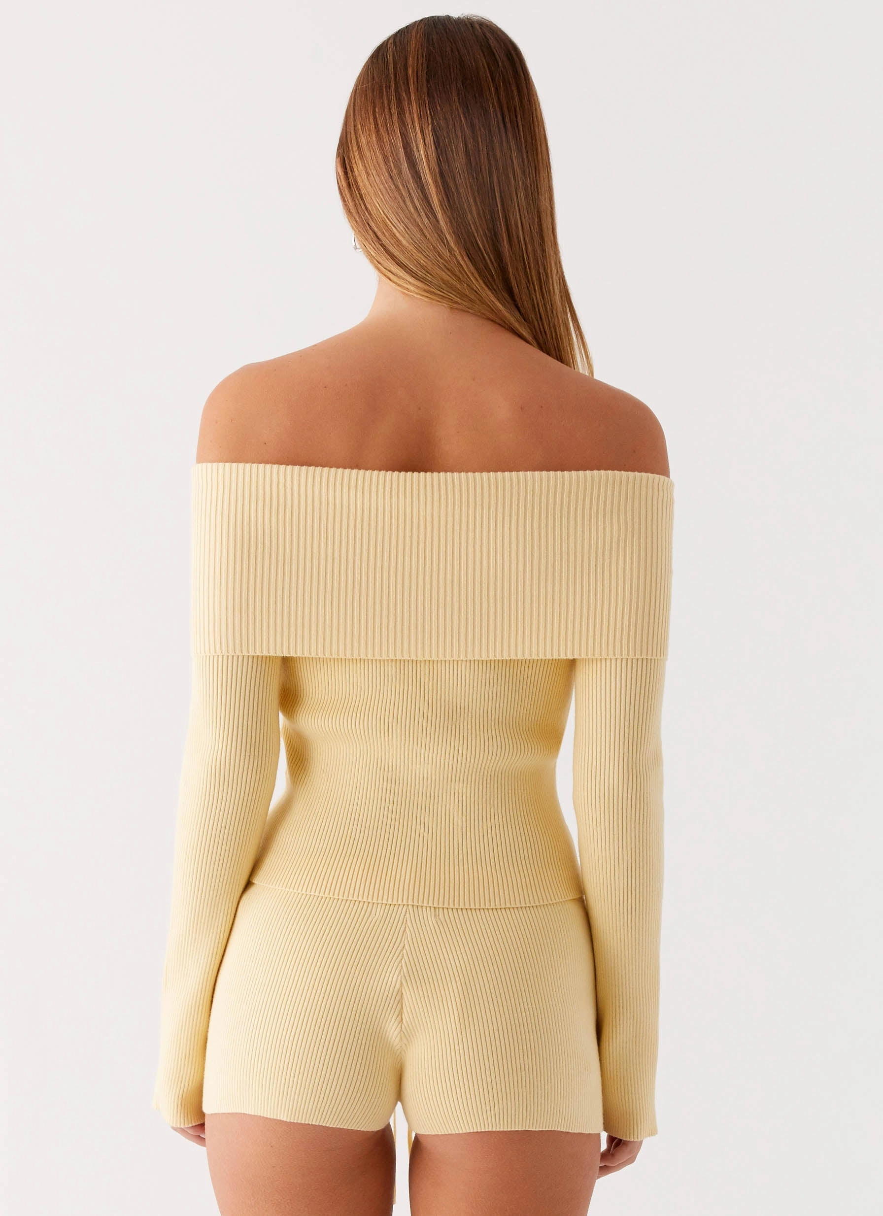 Muted Muse Knit Mini Short - Yellow Fashion Forward Casual Elegance