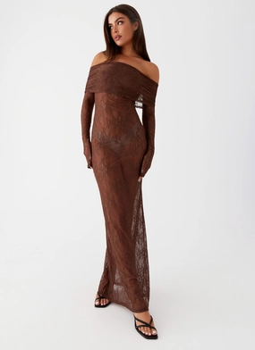 Nadia Lace Maxi Dress - Chocolate Vibrant fit