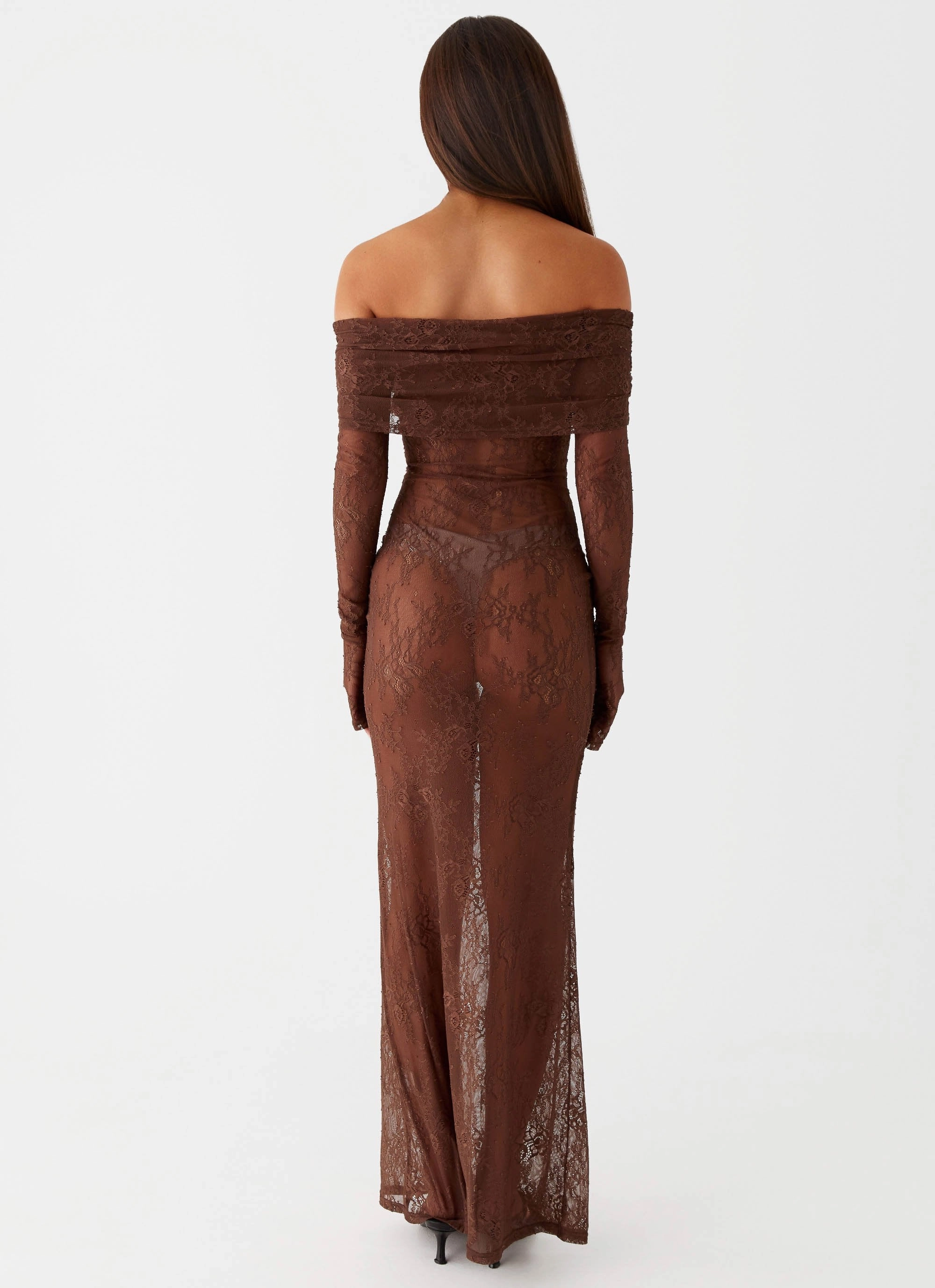 Light Blend Artistic Vibe Nadia Lace Maxi Dress - Chocolate