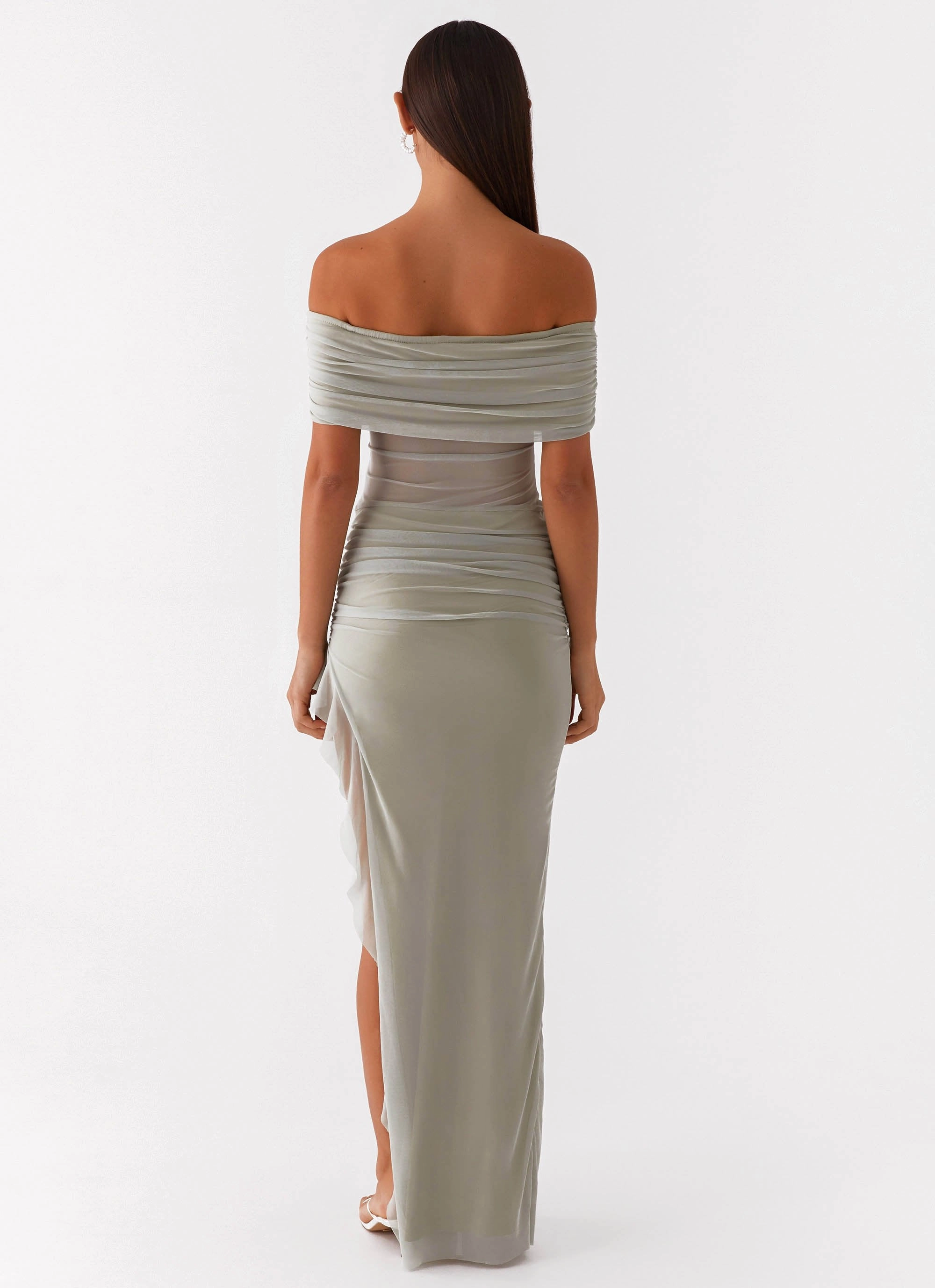 Nelly Off Shoulder Maxi Dress - Pistachio Essential Layer Special-Occasion