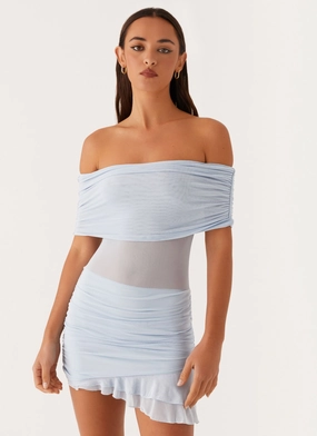 Elegant Style flattering appearance Nelly Off Shoulder Mini Dress - Blue