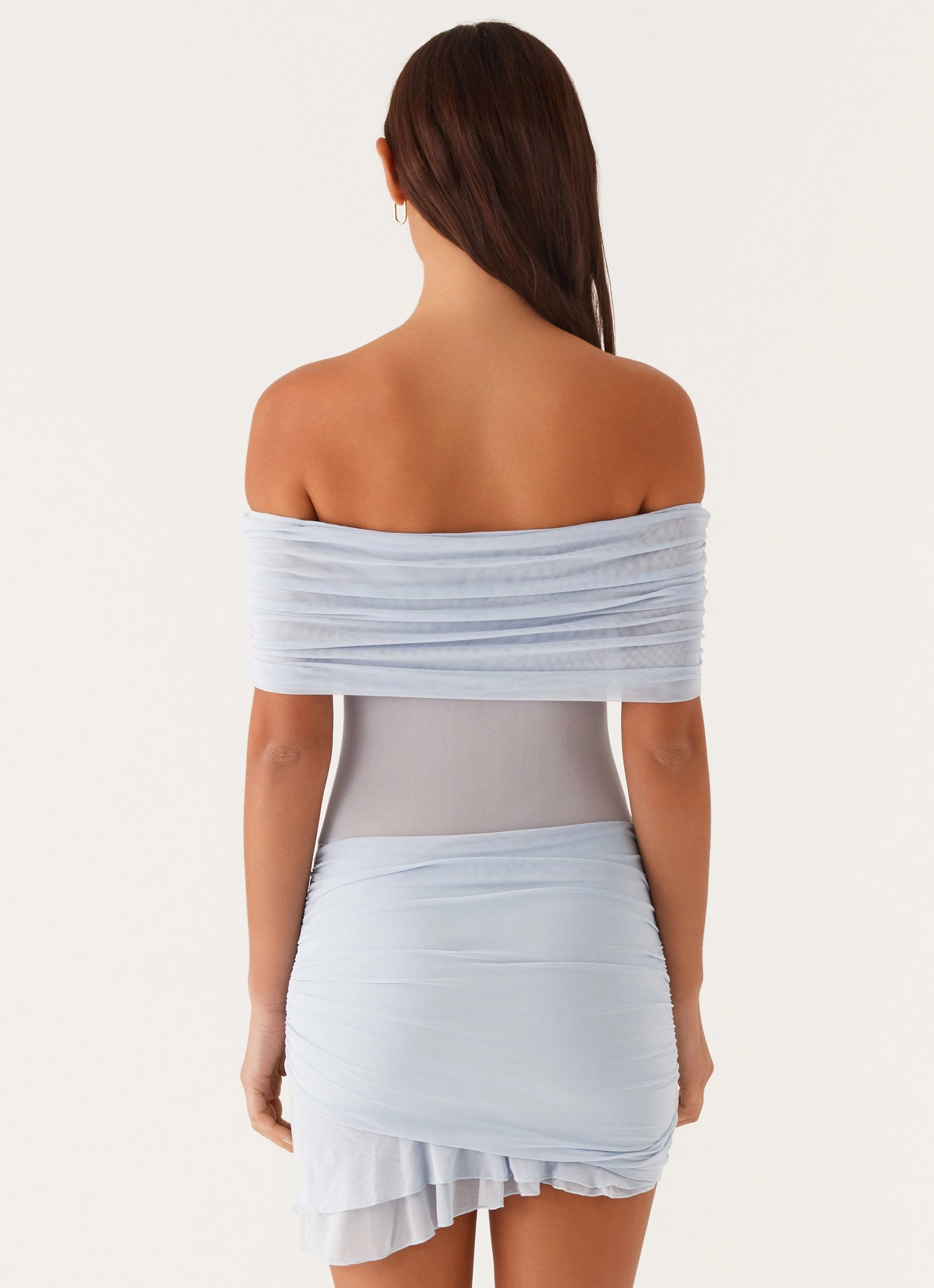 Nelly Off Shoulder Mini Dress - Blue Cool Undertone