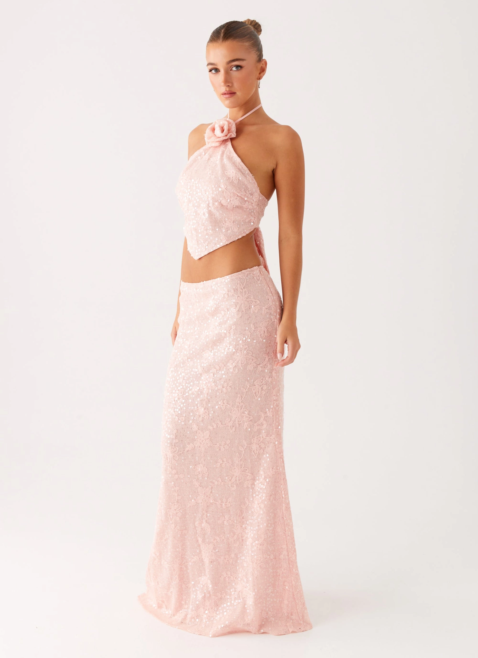 Nico Sequin Maxi Skirt - Pink High End Quality
