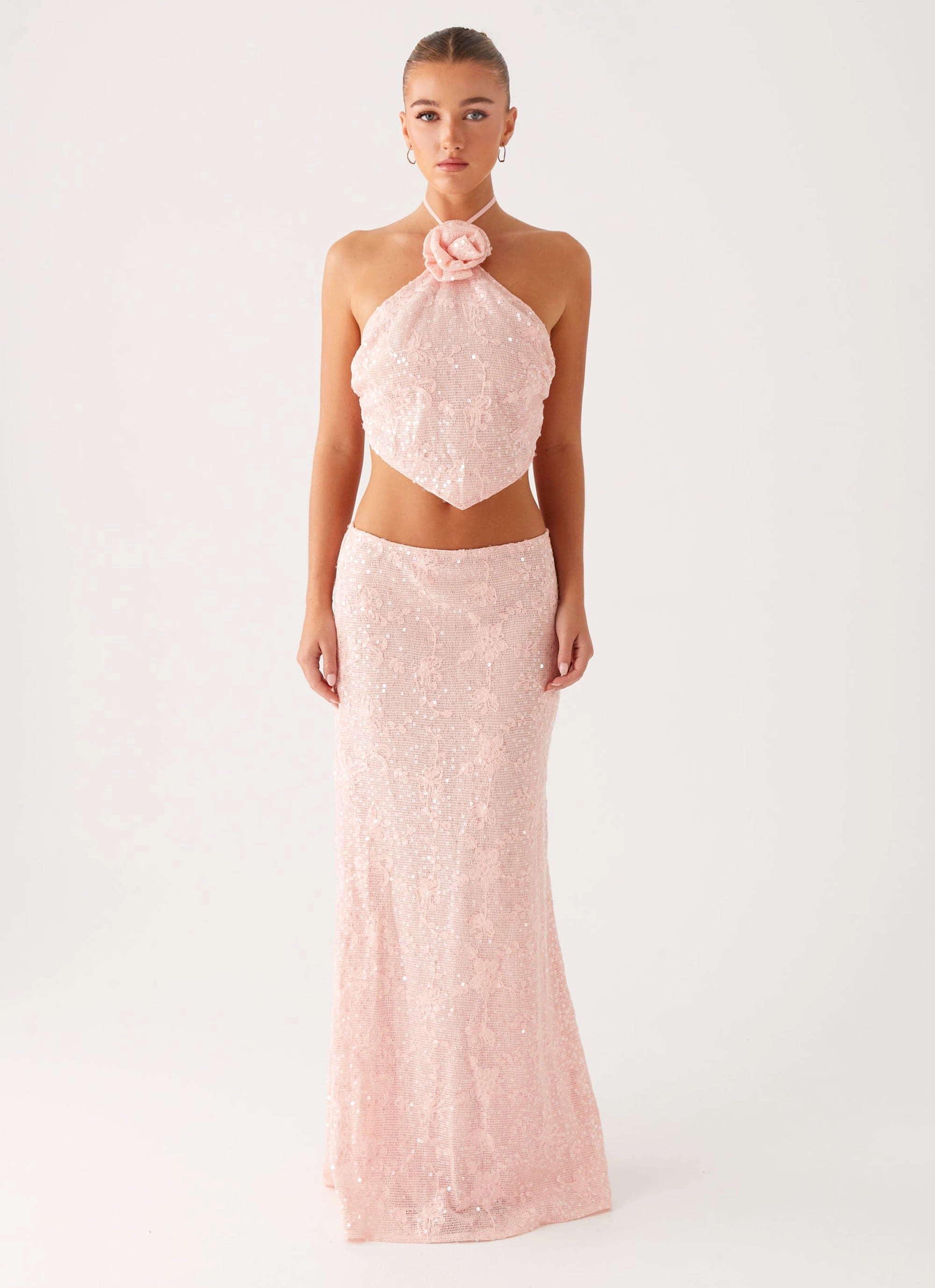 Nico Sequin Maxi Skirt - Pink Maxi length Style Layering