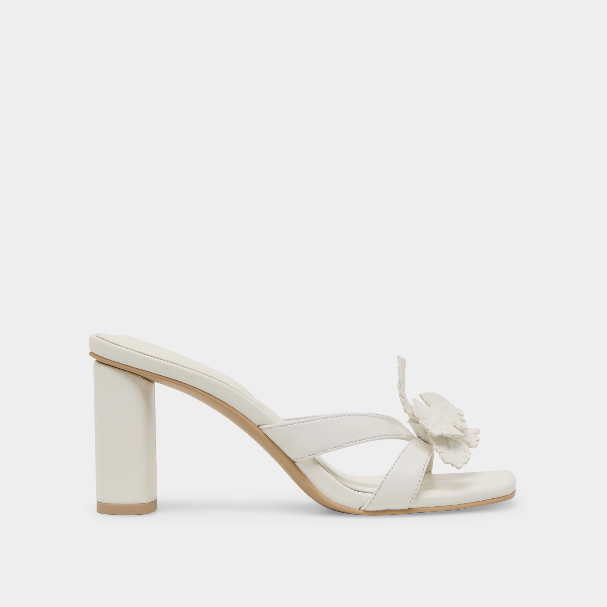 NIKIL HEELS WHITE LEATHER Bold Style Long Step