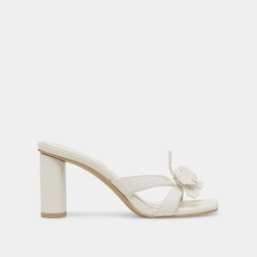 NIKIL HEELS WHITE LEATHER Bold Style Long Step