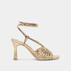 Icon Pick Glam Spark NIVANA HEELS GOLD DISTRESSED LEATHER