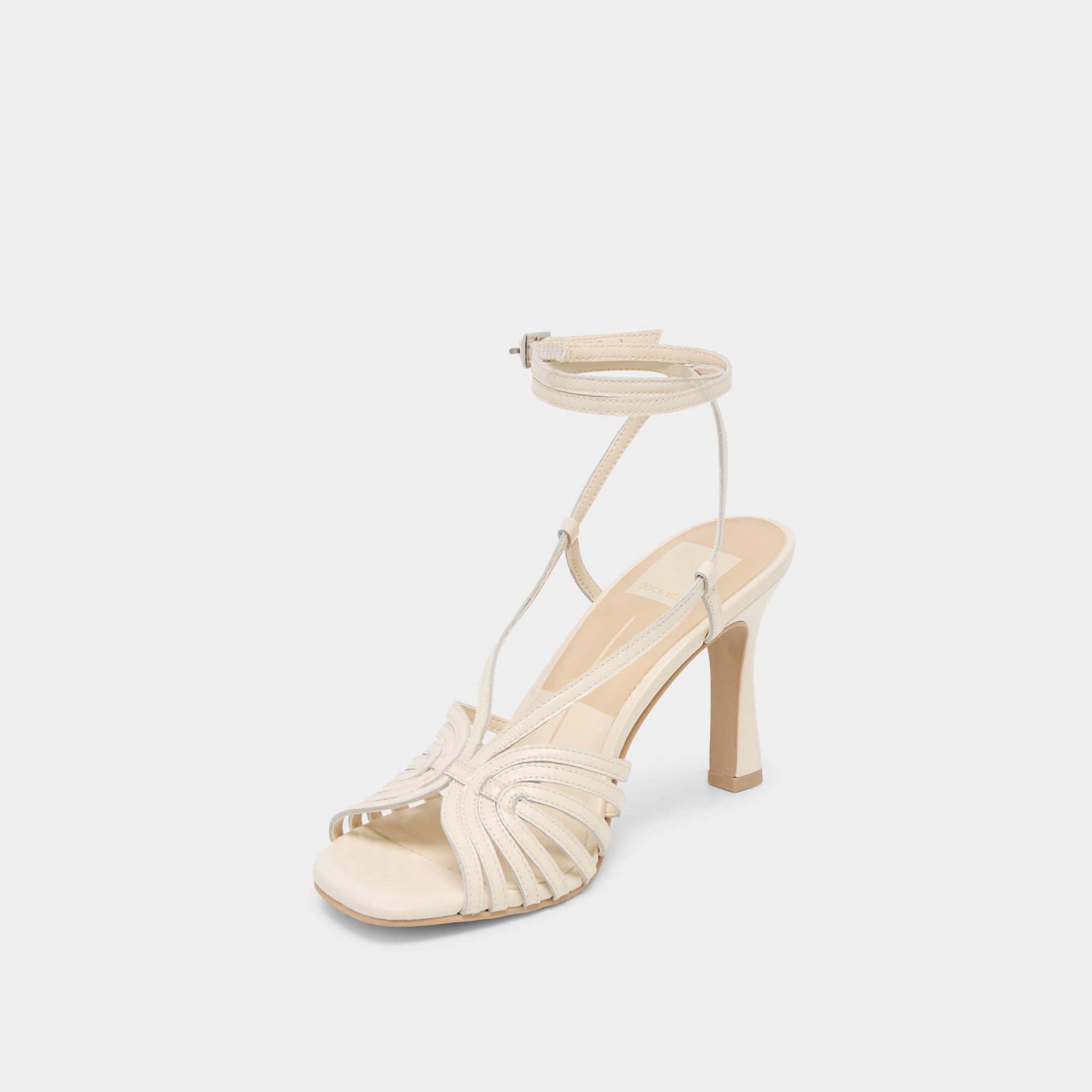 NIVANA HEELS OFF WHITE CRINKLE PATENT Fashionable Edge Slip On Design