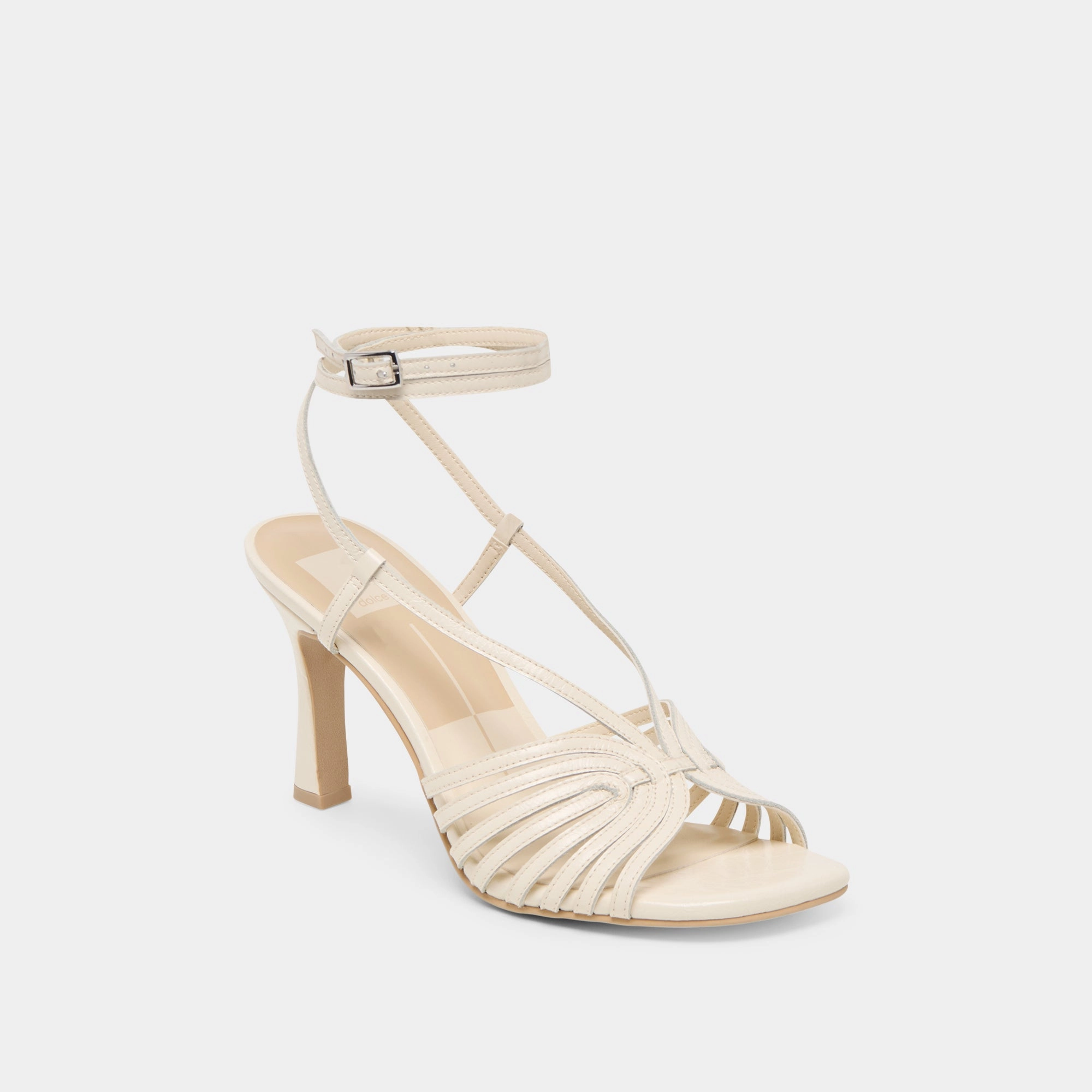 Work Edge Leather Material NIVANA HEELS OFF WHITE CRINKLE PATENT