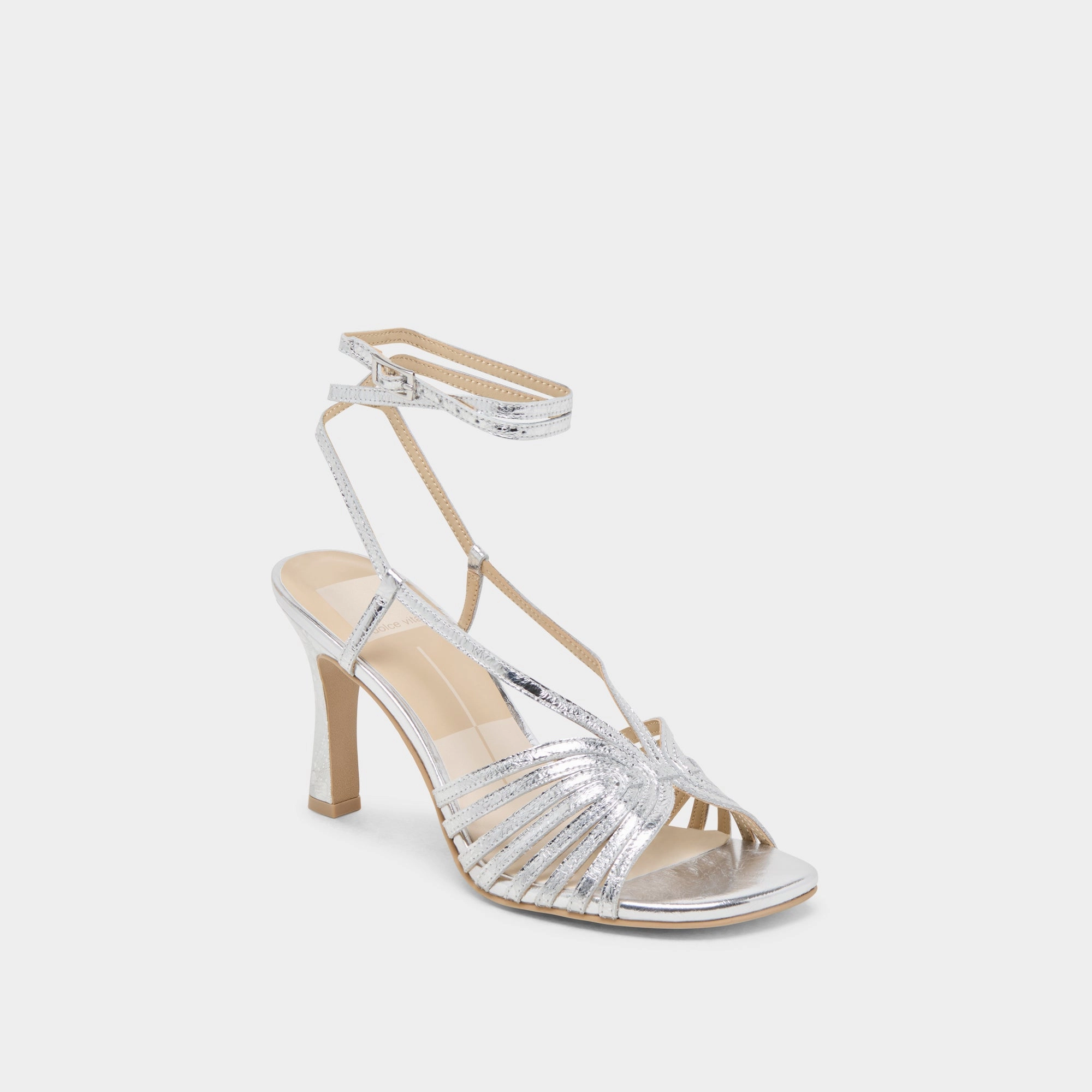 Leather Material NIVANA HEELS SILVER DISTRESSED LEATHER