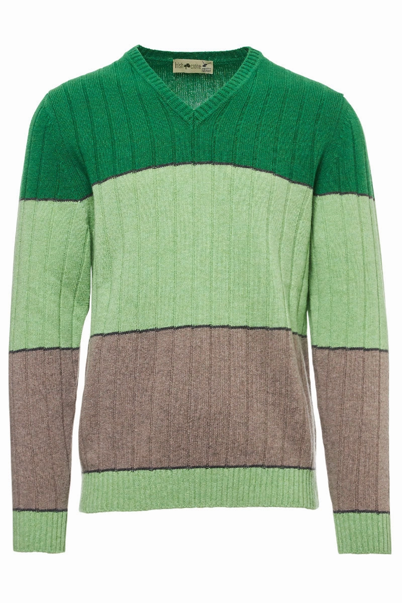 Waffle Knit Colorblock V-Neck