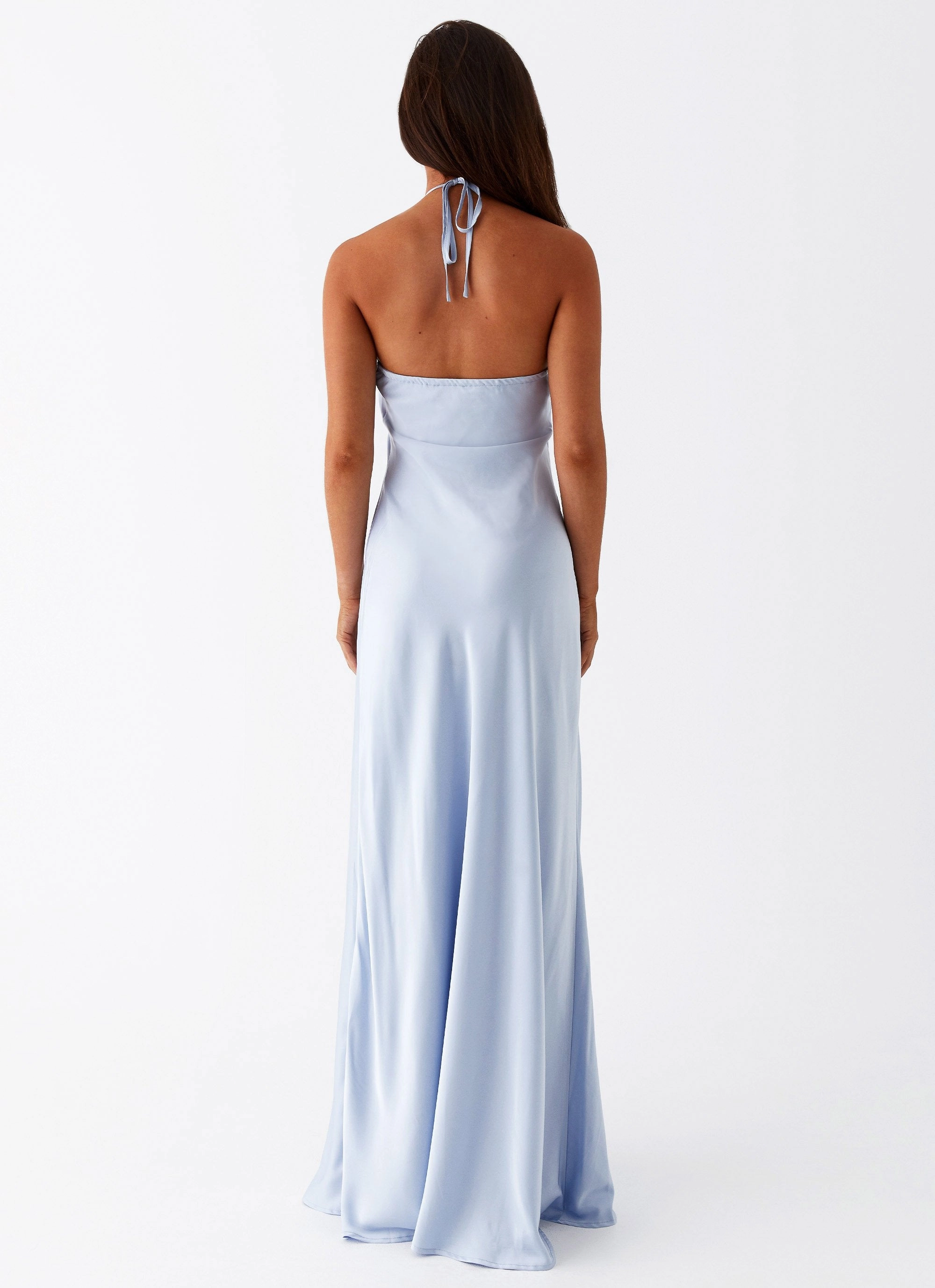 Noir Symphony Maxi Dress - Ice Blue custom-fit Korean Trend