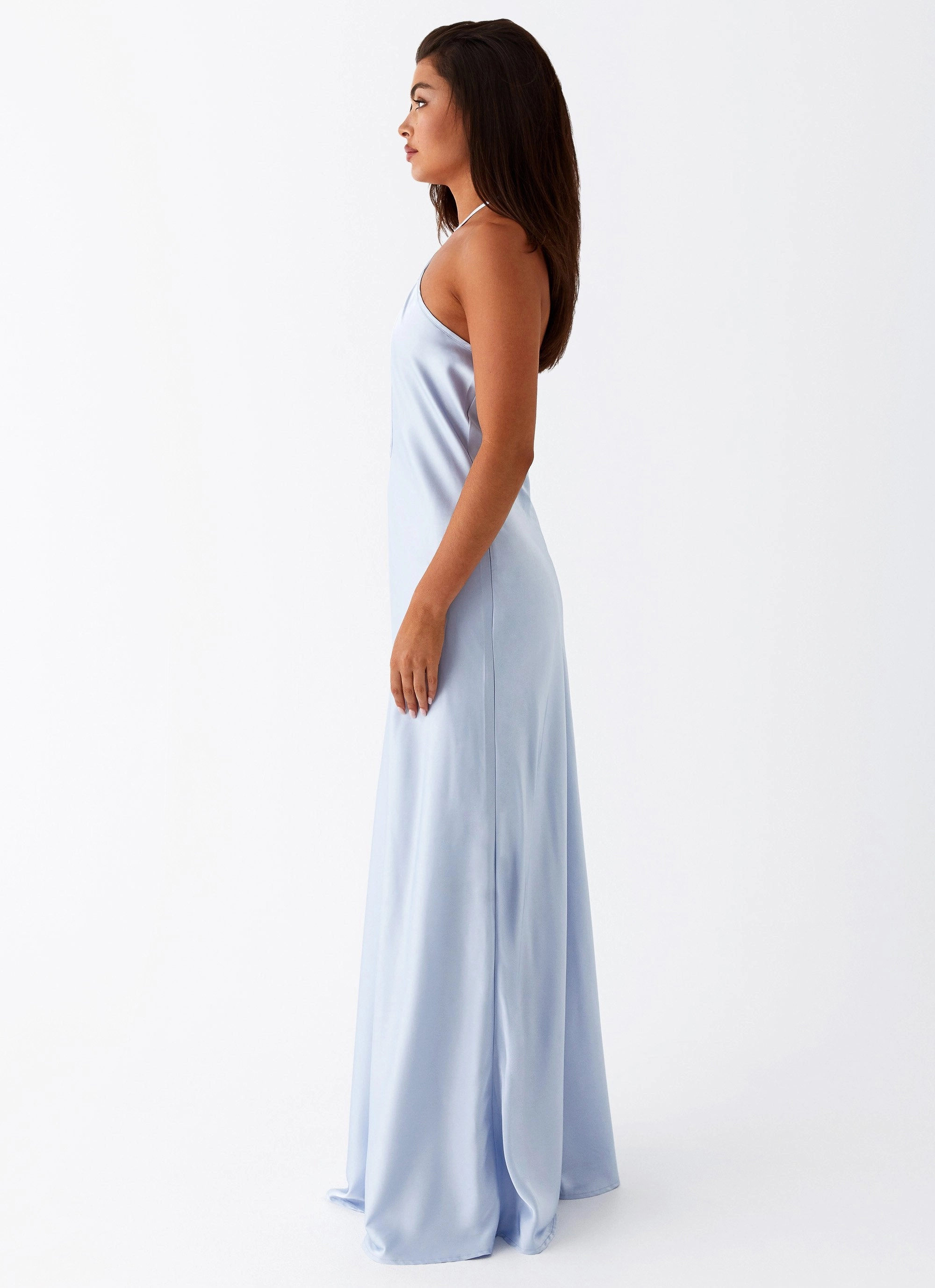 Noir Symphony Maxi Dress - Ice Blue Crisp Finish