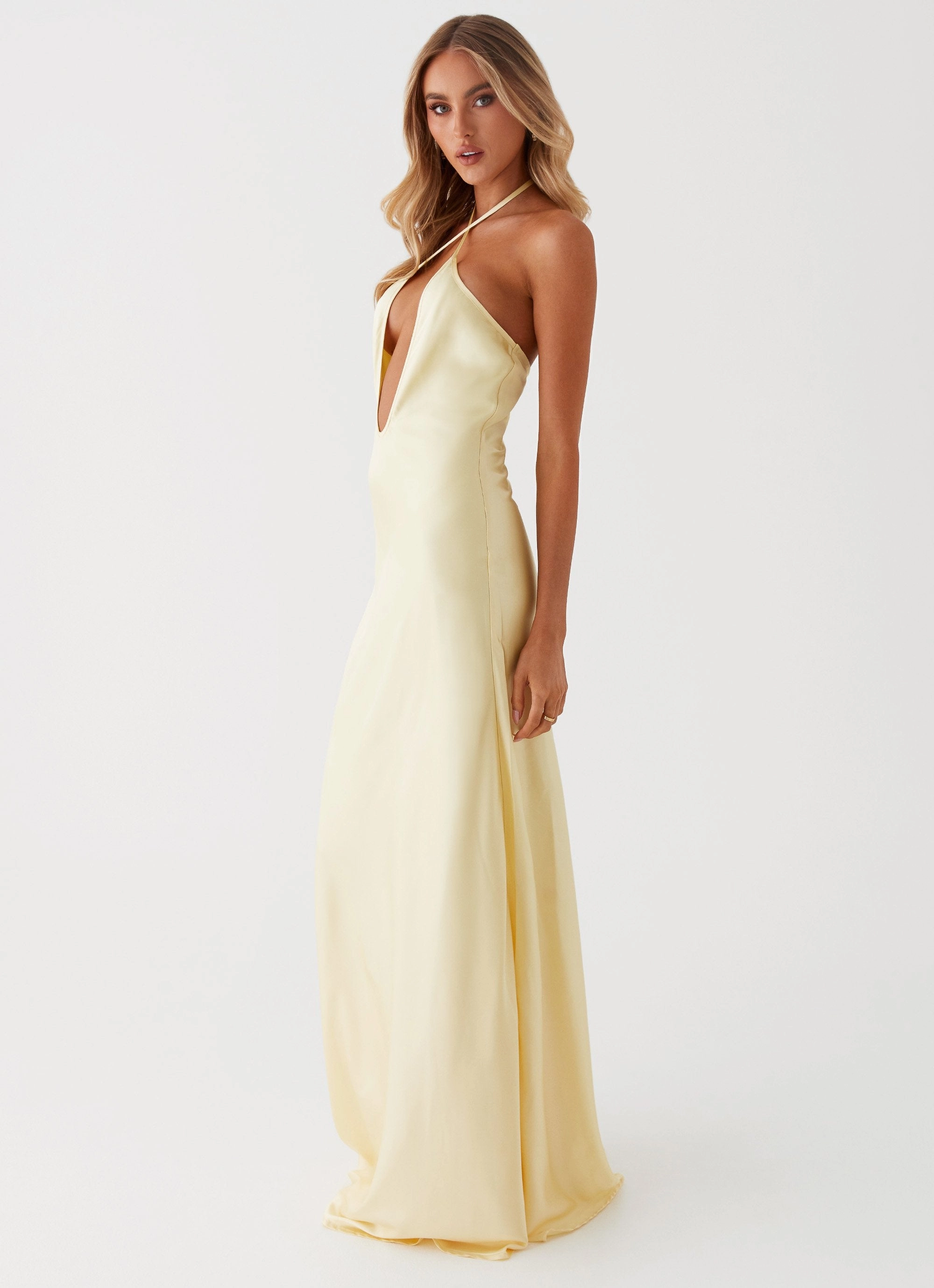 Noir Symphony Maxi Dress - Yellow Non-Pilling Slimming Shape
