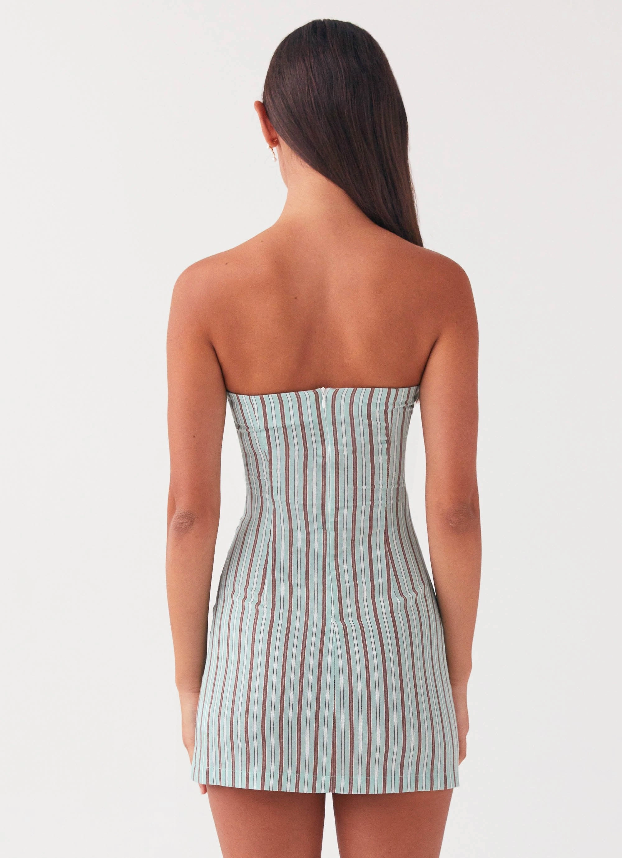 Noline Linen Mini Dress - Coastal Stripe Slimming Shape