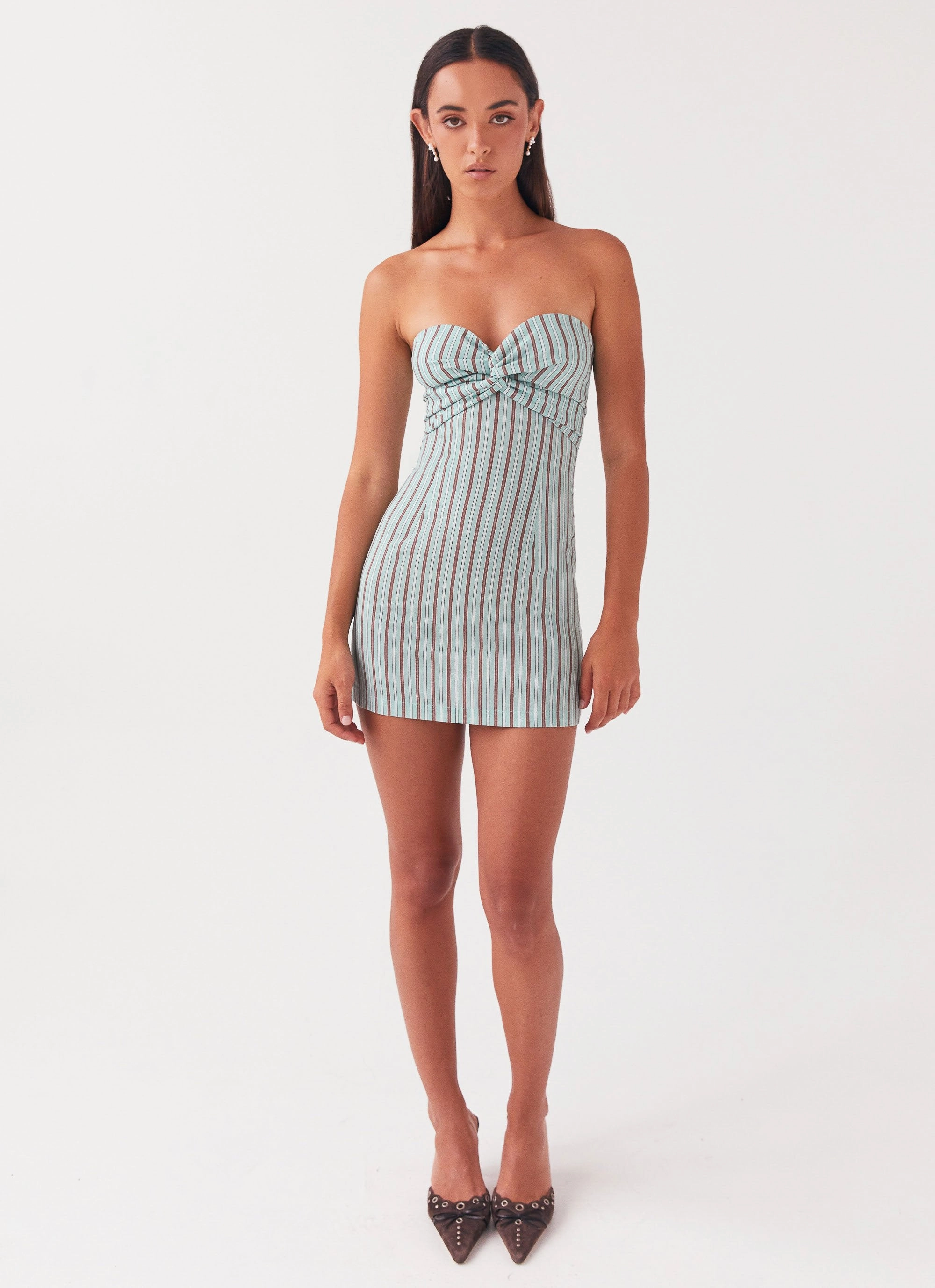 Noline Linen Mini Dress - Coastal Stripe Glamorous look Sharp Style