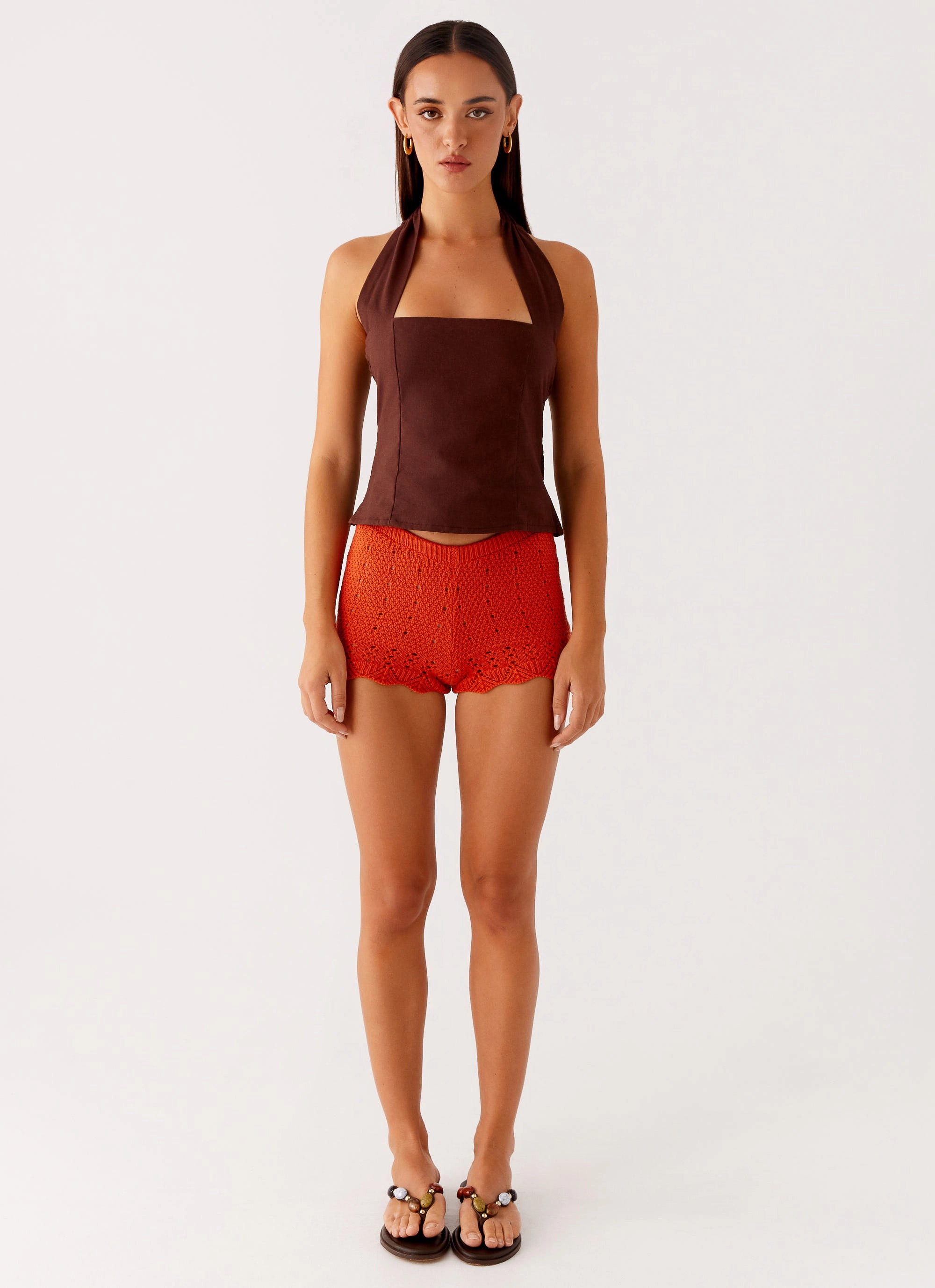 Oakley Low Rise Mini Shorts - Orange Flexible Movement Cut Reinforced Stress Points