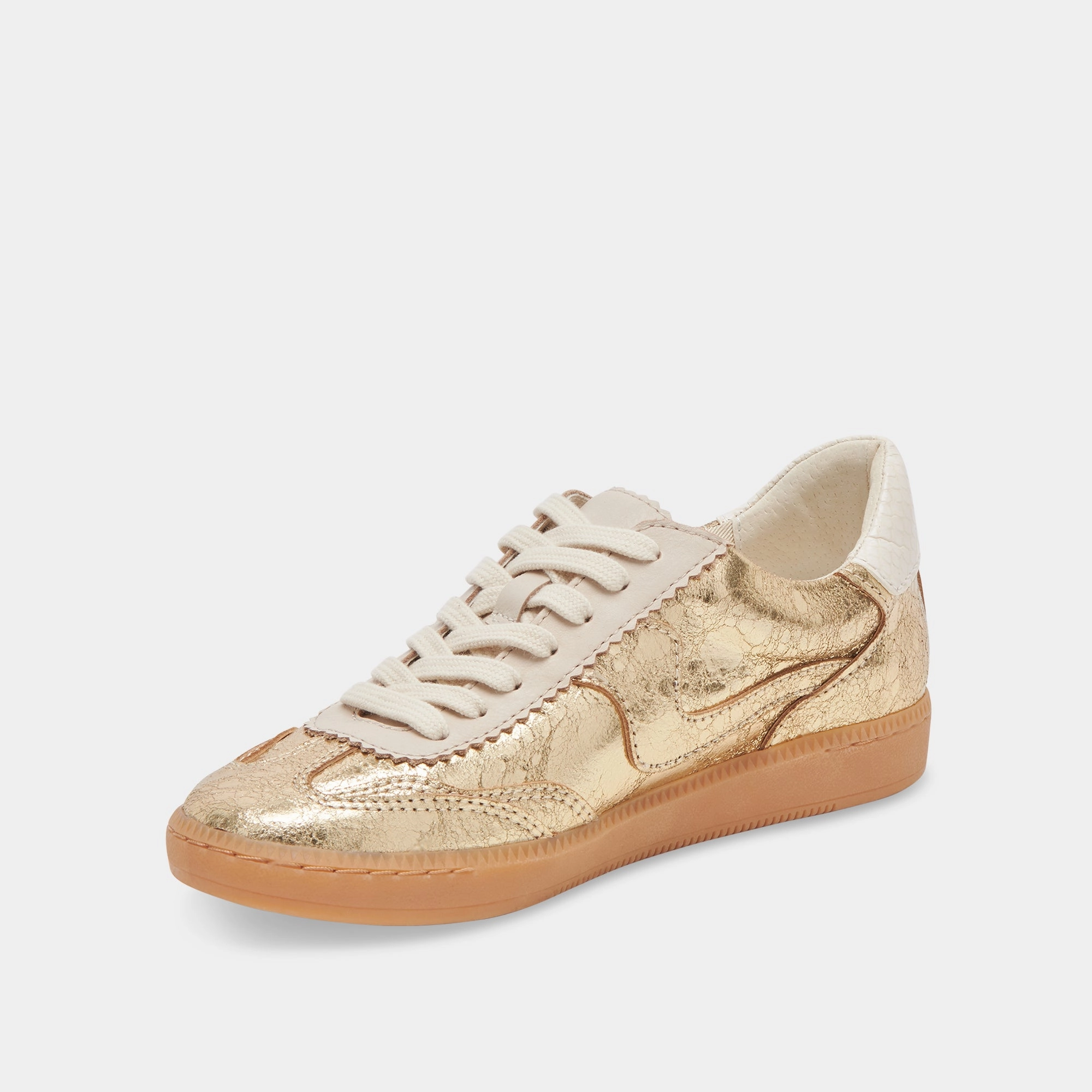 Wide Fit Option All-purpose stability NOTICE WIDE SNEAKERS GOLD DISTRESSED LEATHER