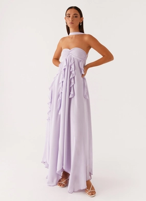 Light Fall Contrast-Piping Florence Maxi Dress - Lilac