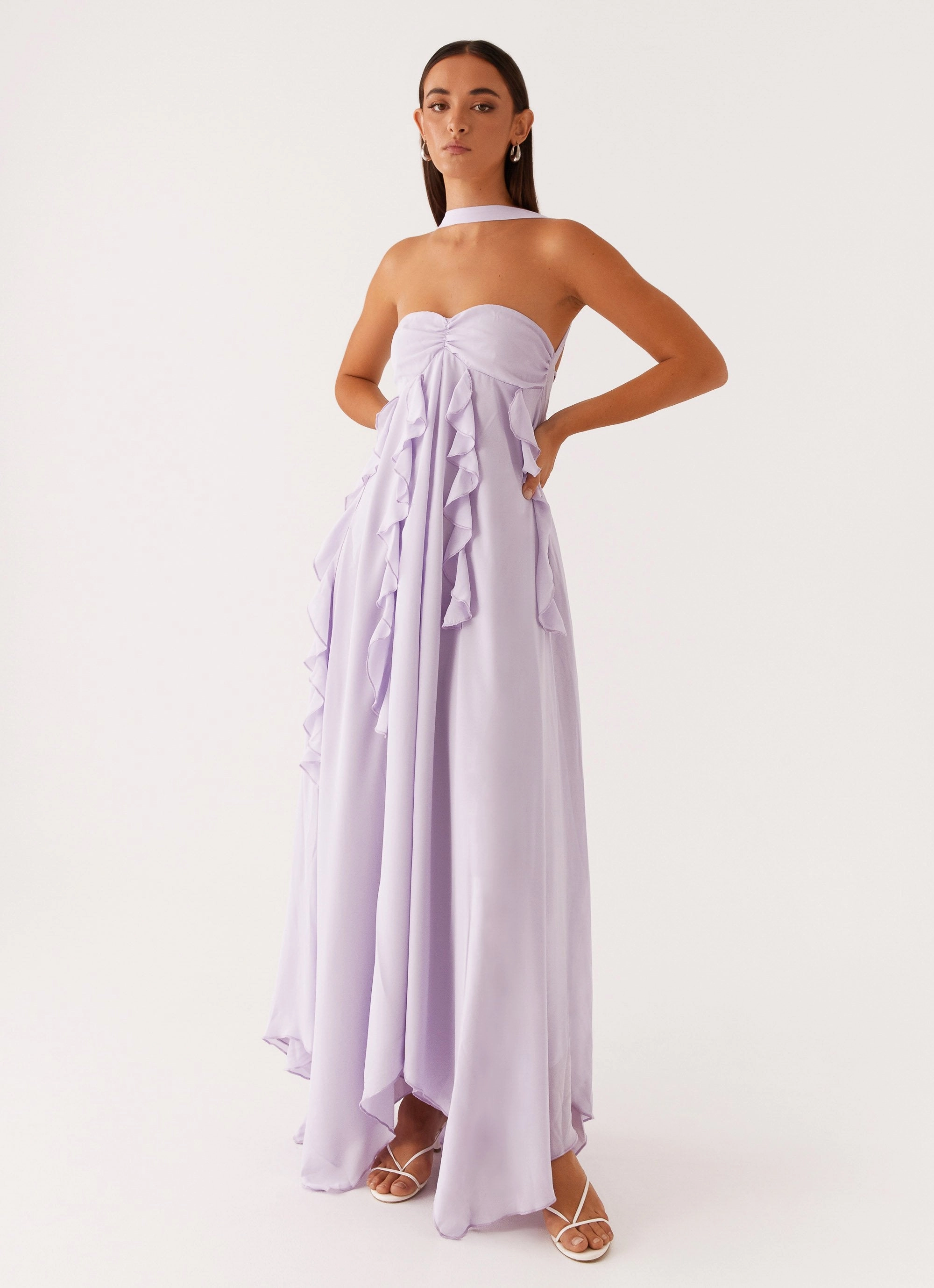 Light Fall Contrast-Piping Florence Maxi Dress - Lilac