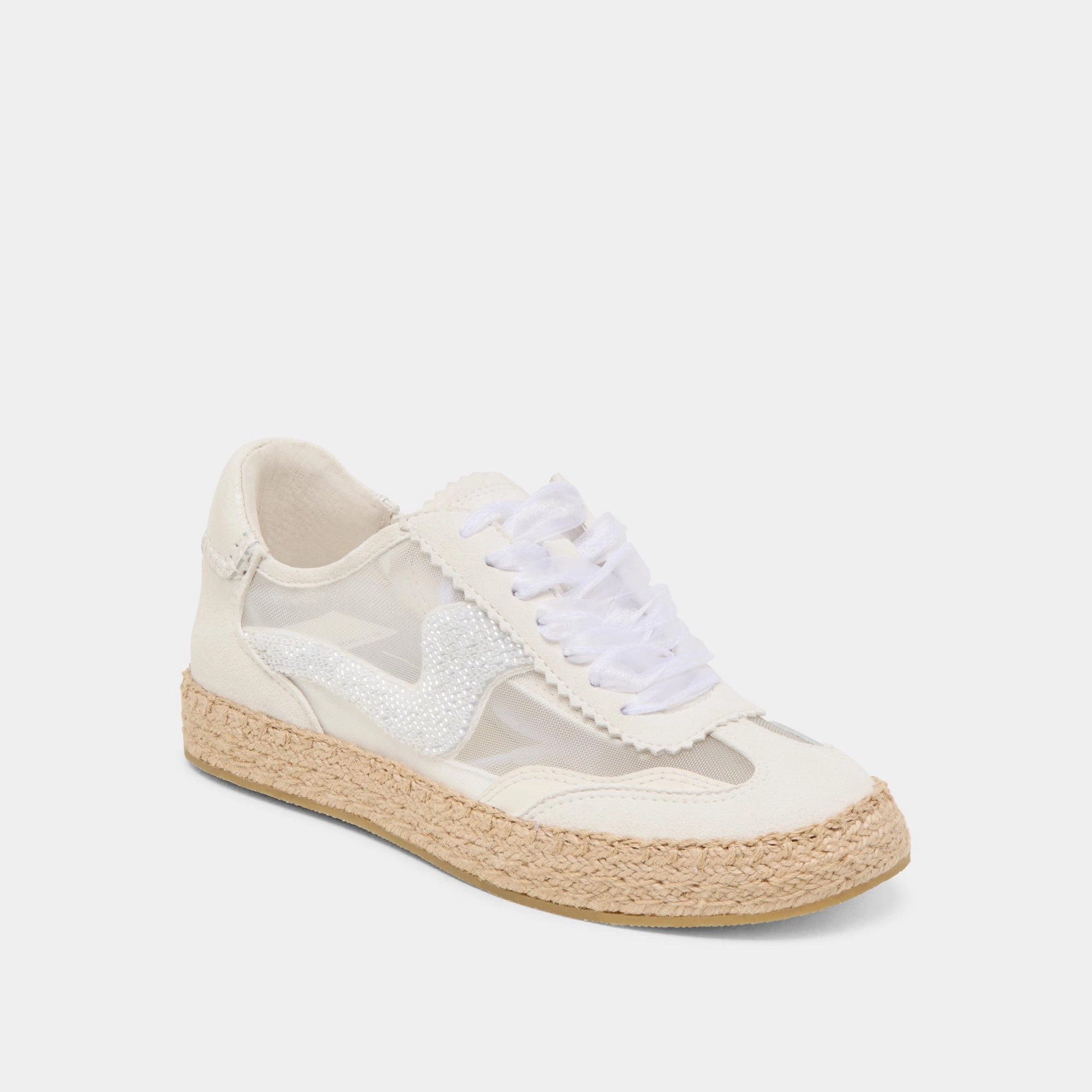 NOTICE ESPADRILLE BEAD SNEAKERS WHITE MESH Walking Focus