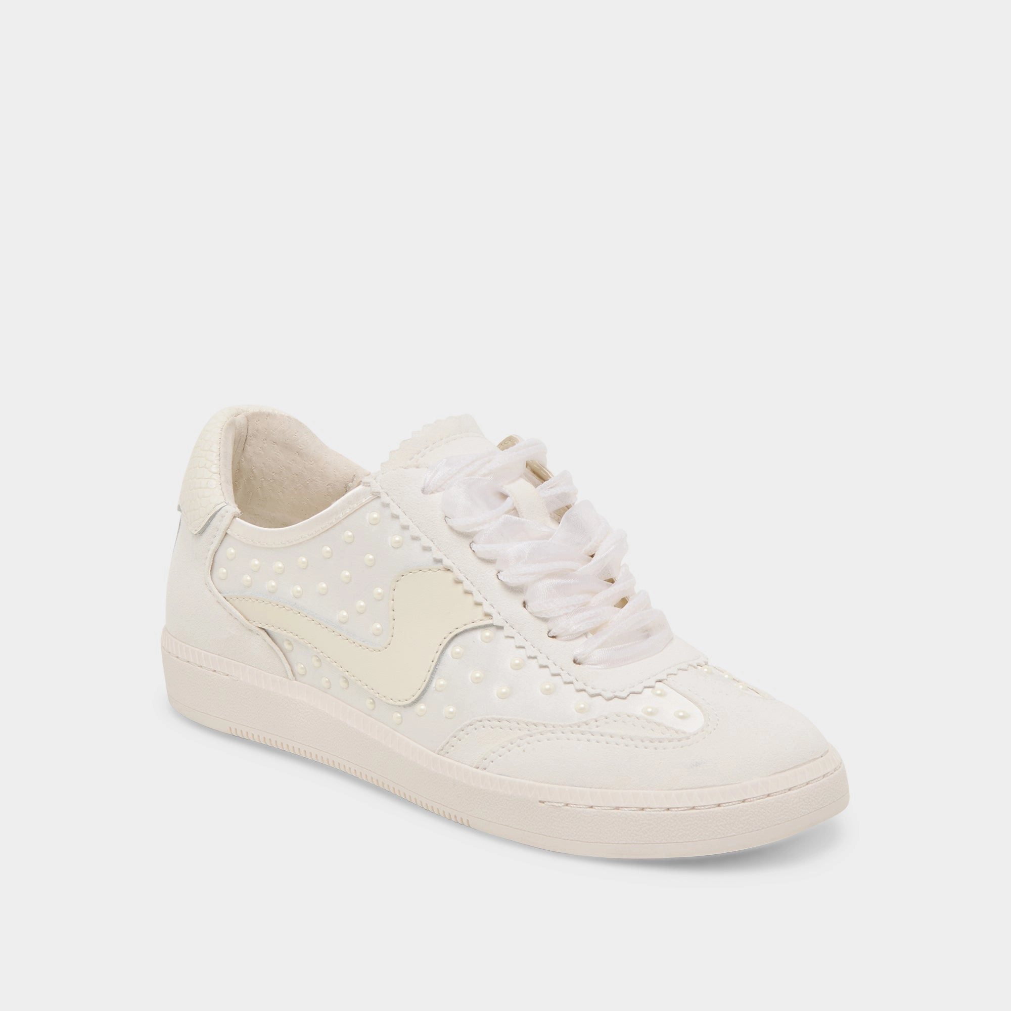 NOTICE PEARL SNEAKERS OFF WHITE SATIN Soft Leather