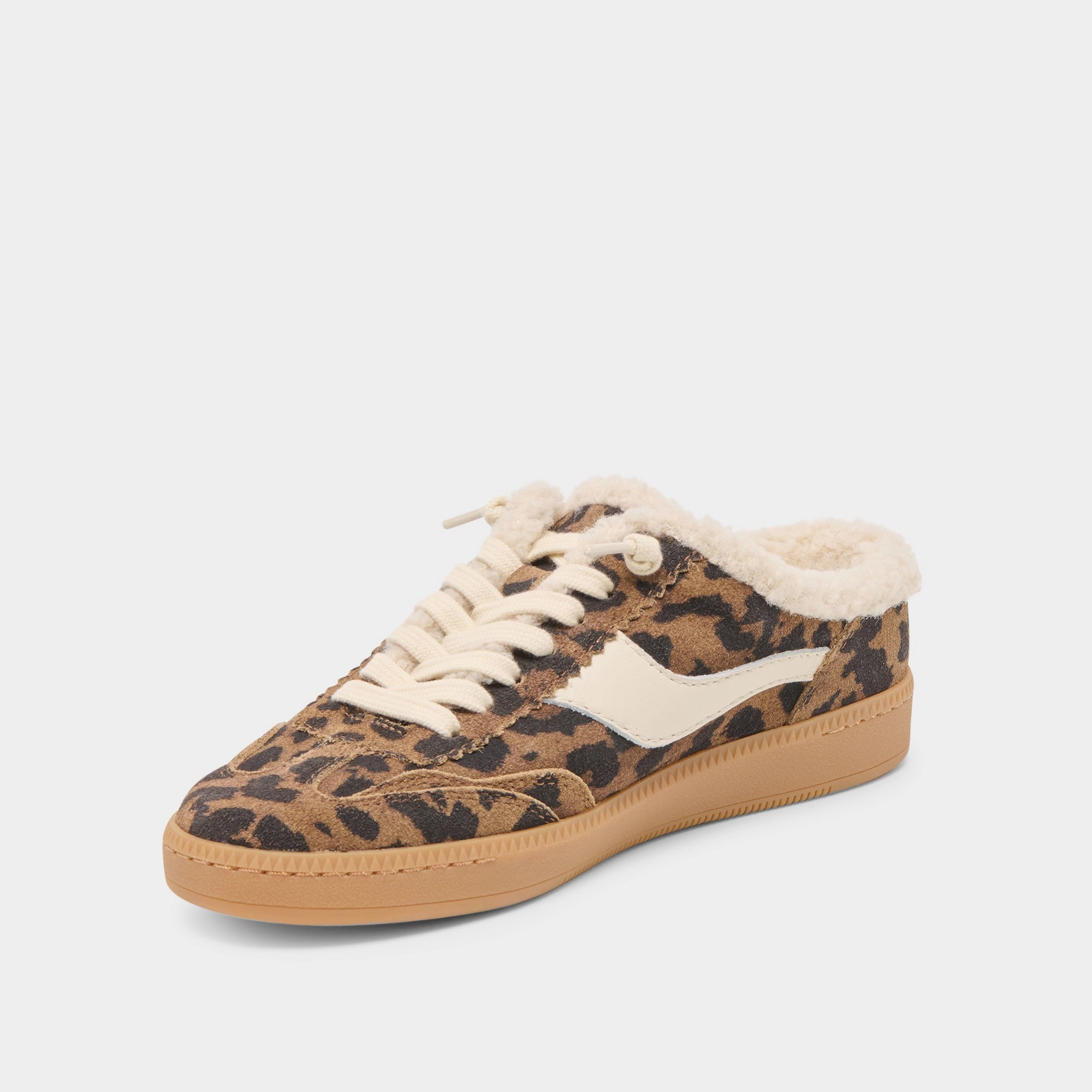 Trend-setting ease NOTICE SLIDE PLUSH SNEAKERS BROWN LEOPARD PRINTED SUEDE