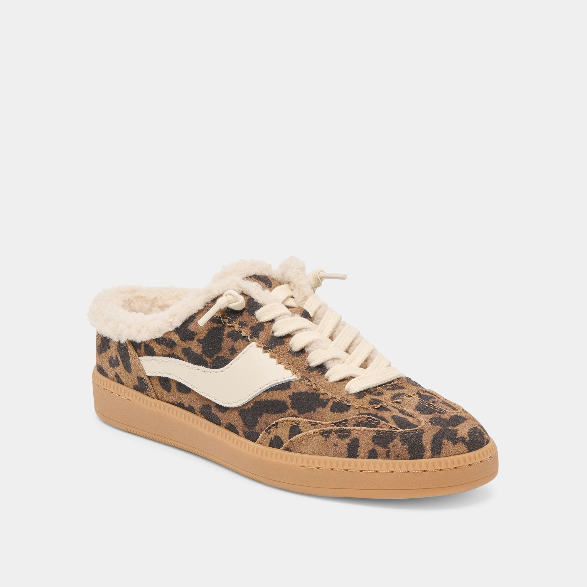 Quick Action Recycled Padding NOTICE SLIDE PLUSH SNEAKERS BROWN LEOPARD PRINTED SUEDE
