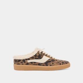NOTICE SLIDE PLUSH SNEAKERS BROWN LEOPARD PRINTED SUEDE Eco Friendly Recycled Materials Stable Sole
