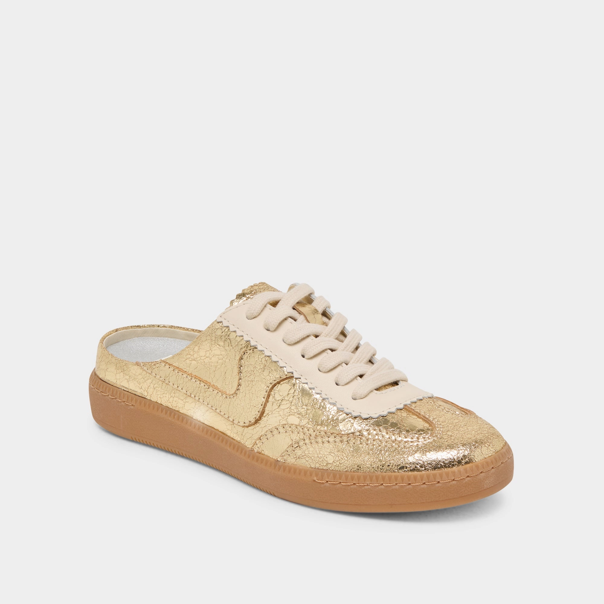 NOTICE SLIDE SNEAKERS GOLD DISTRESSED LEATHER Layered silhouette Wear Flex