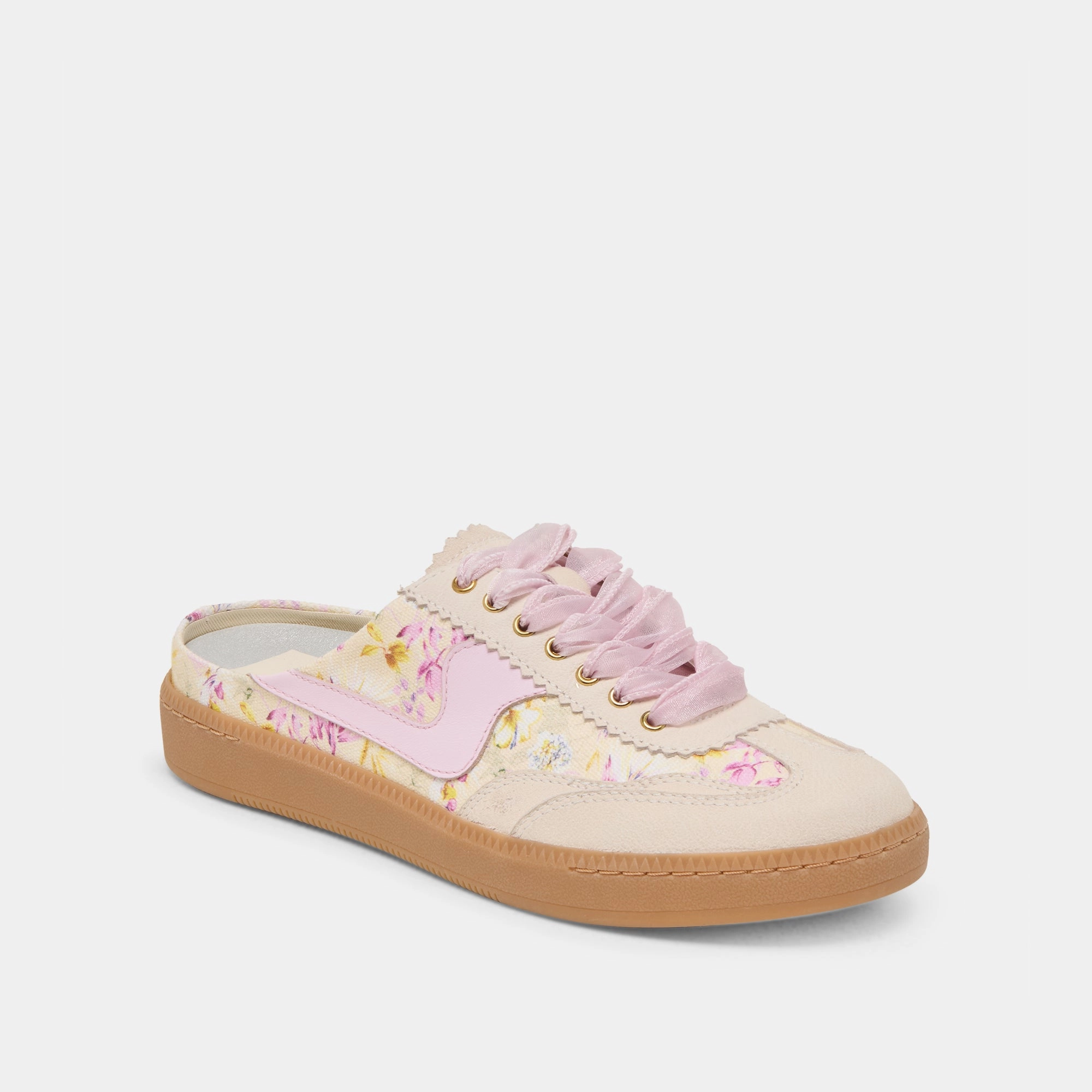 Fast Steps NOTICE SLIDE SNEAKERS PURPLE FLORAL LEATHER