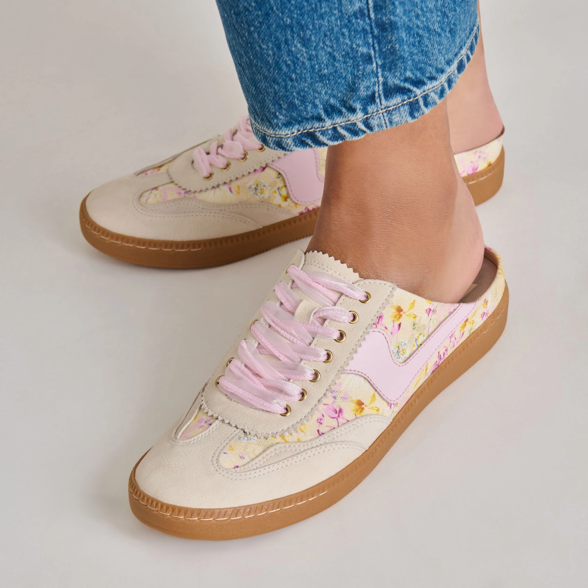 ToeBumper NOTICE SLIDE SNEAKERS PURPLE FLORAL LEATHER