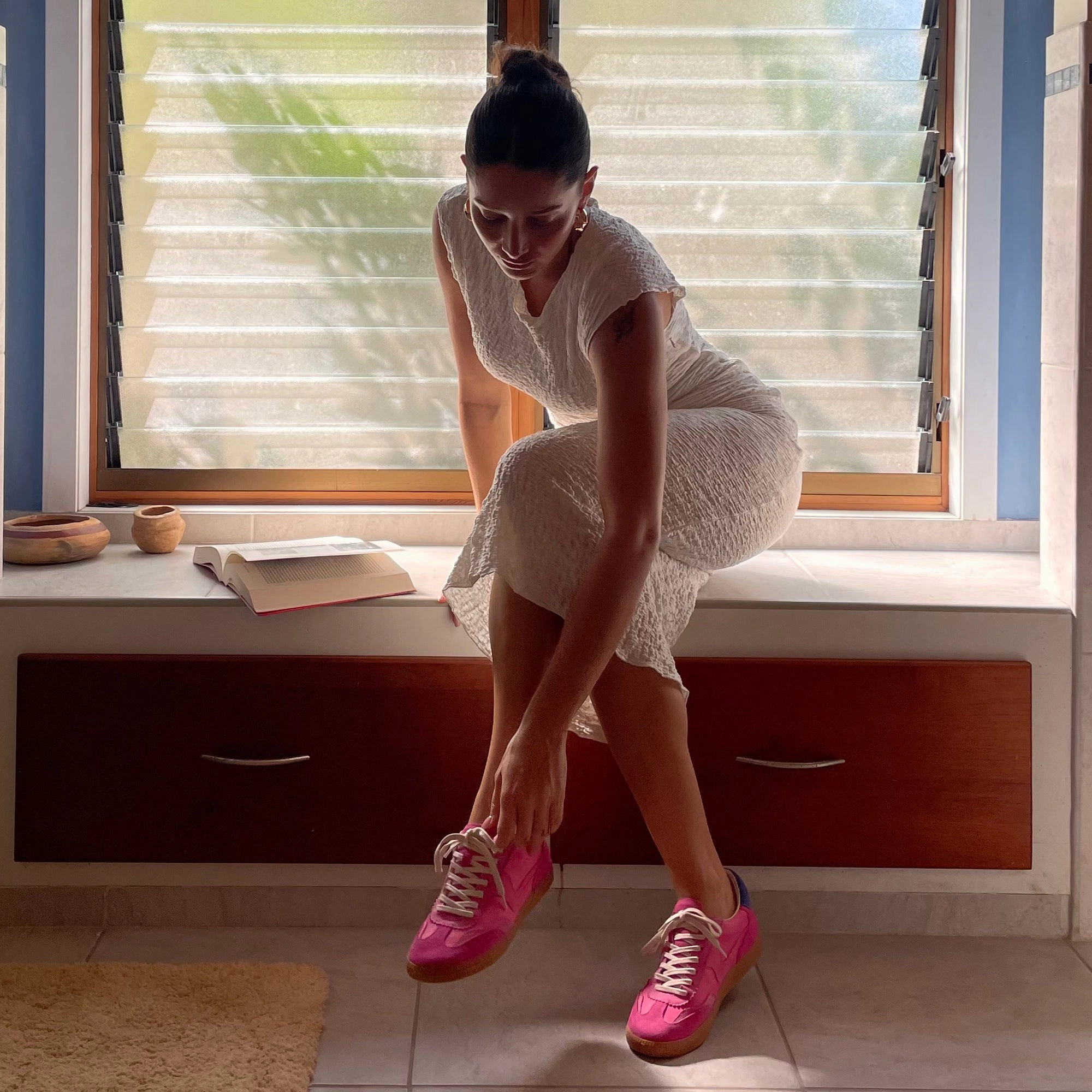 Antibacterial Flex Grip NOTICE SNEAKERS PINK SUEDE