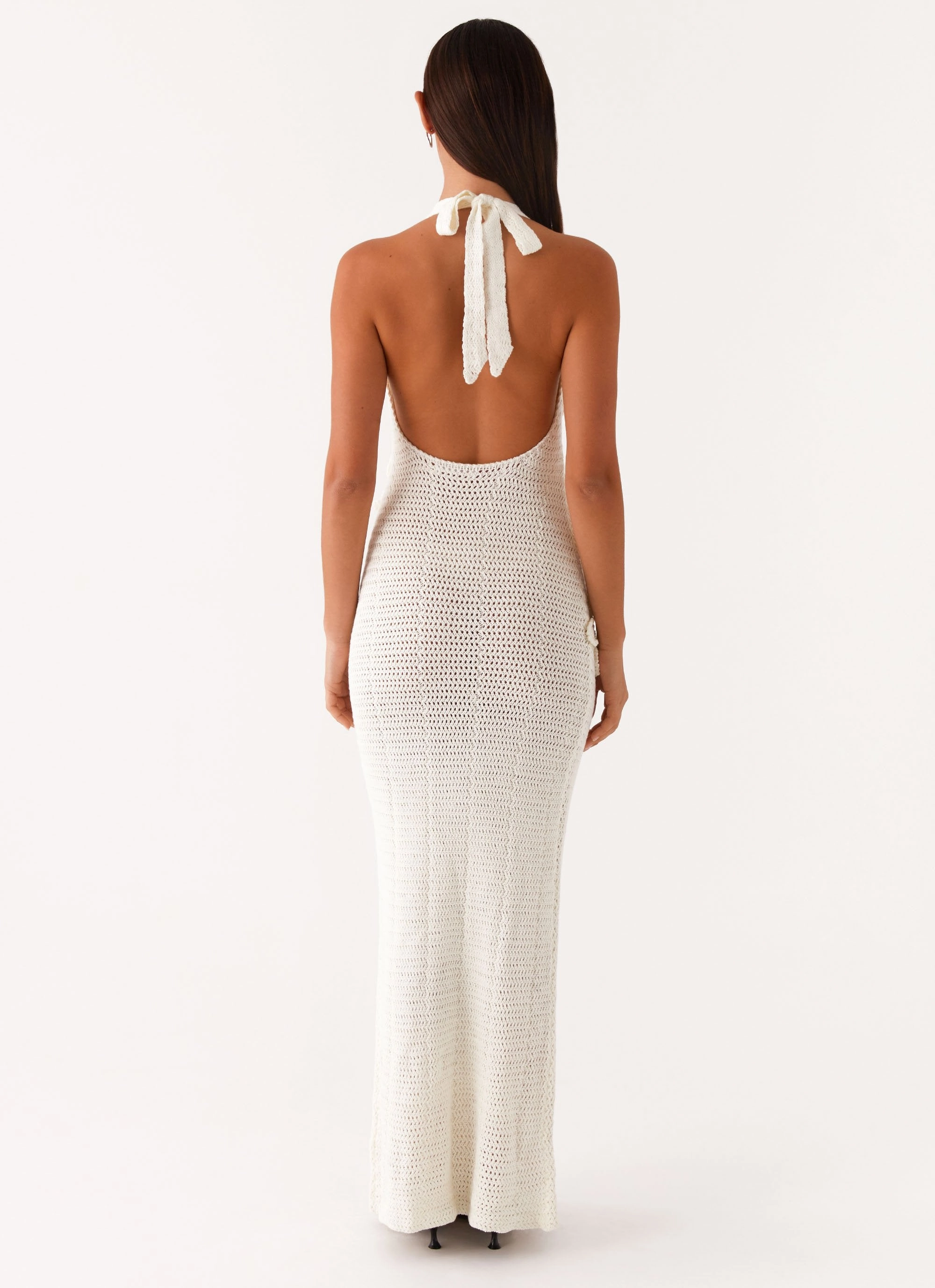 Novalee Flower Crochet Maxi Dress - Ivory Elegant formal piece