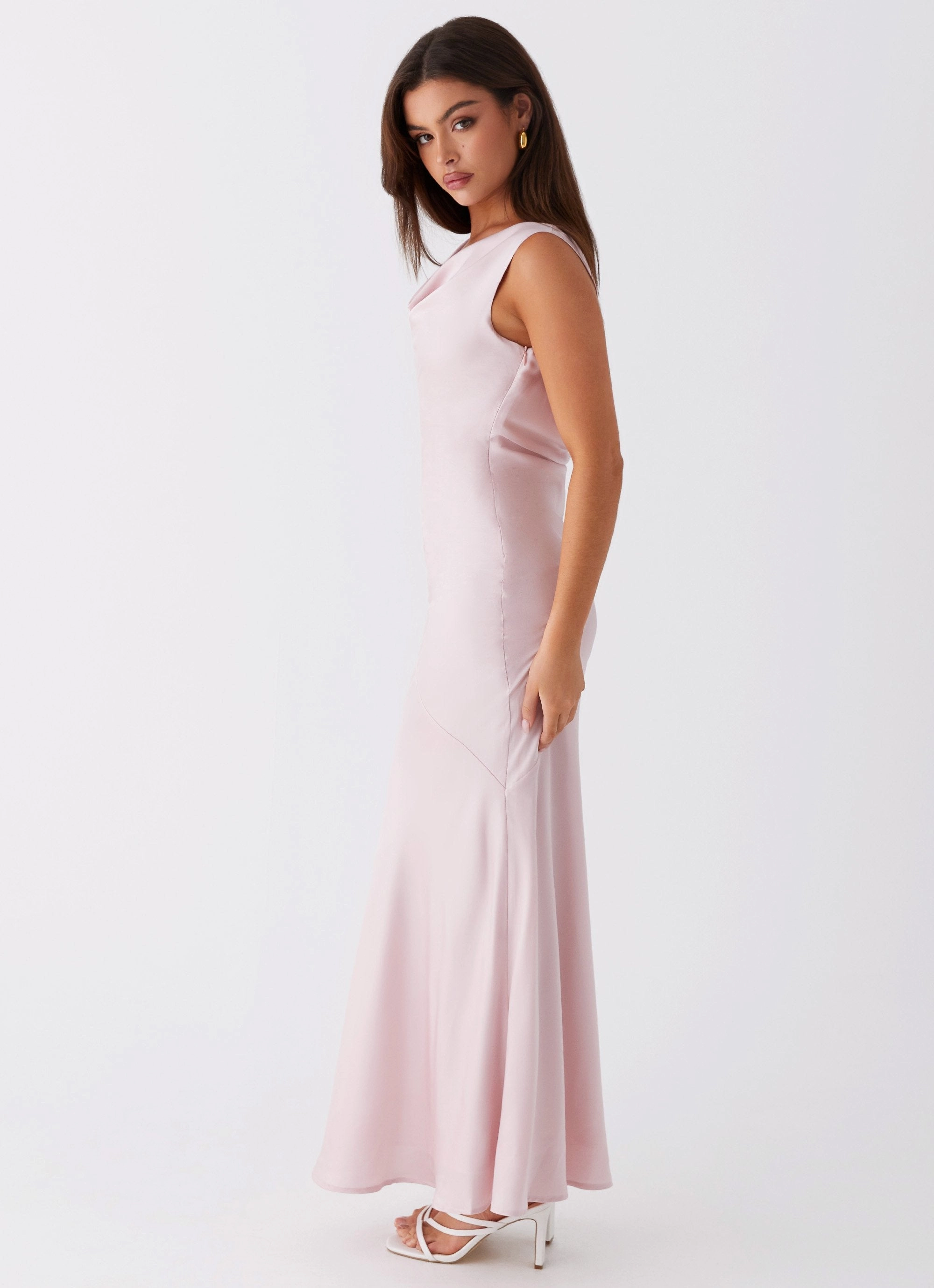Be Mine Satin Maxi Dress - Mauve Pink Delicate Finish