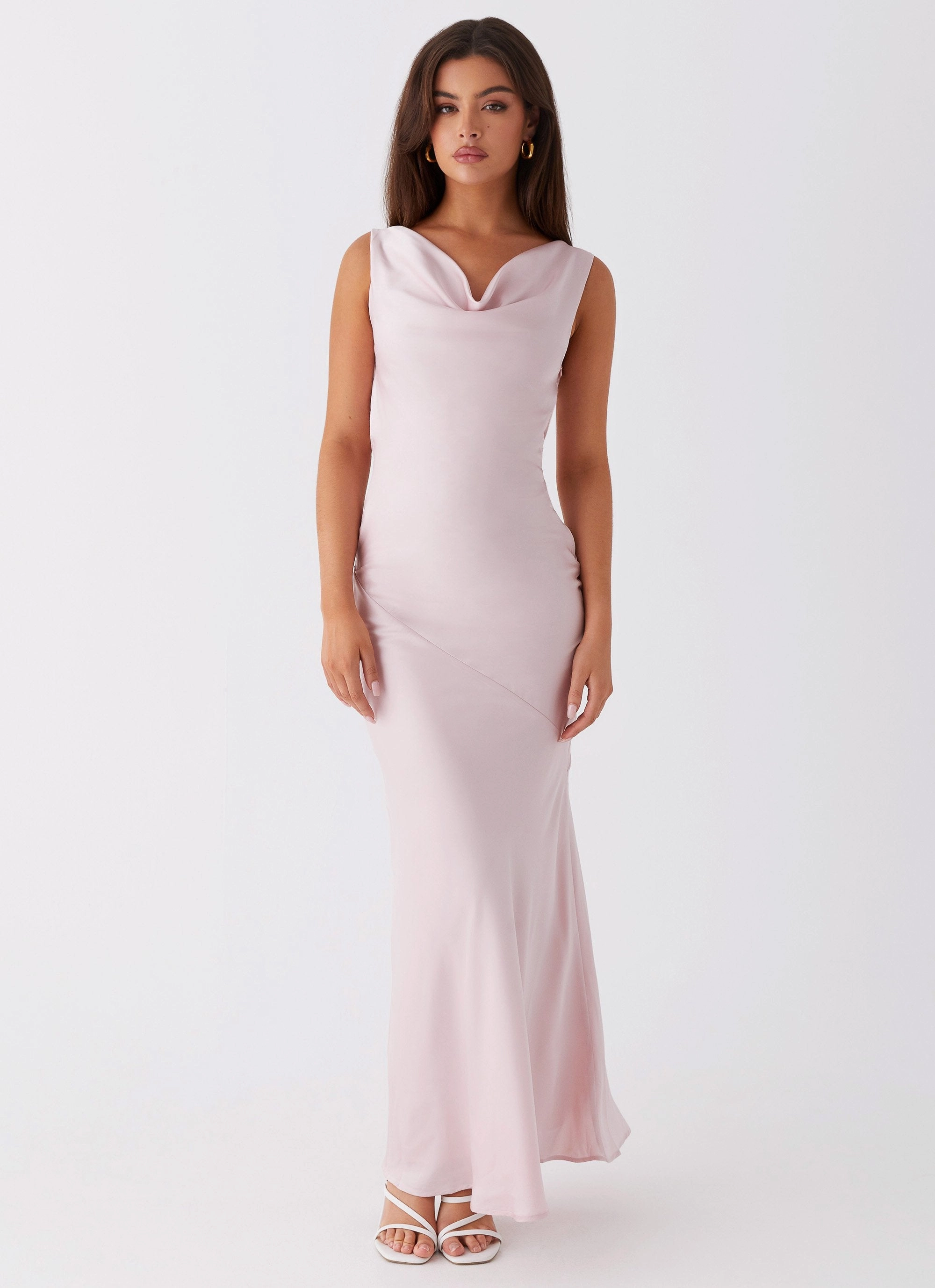 Be Mine Satin Maxi Dress - Mauve Pink Halter neck EcoFriendlyDye