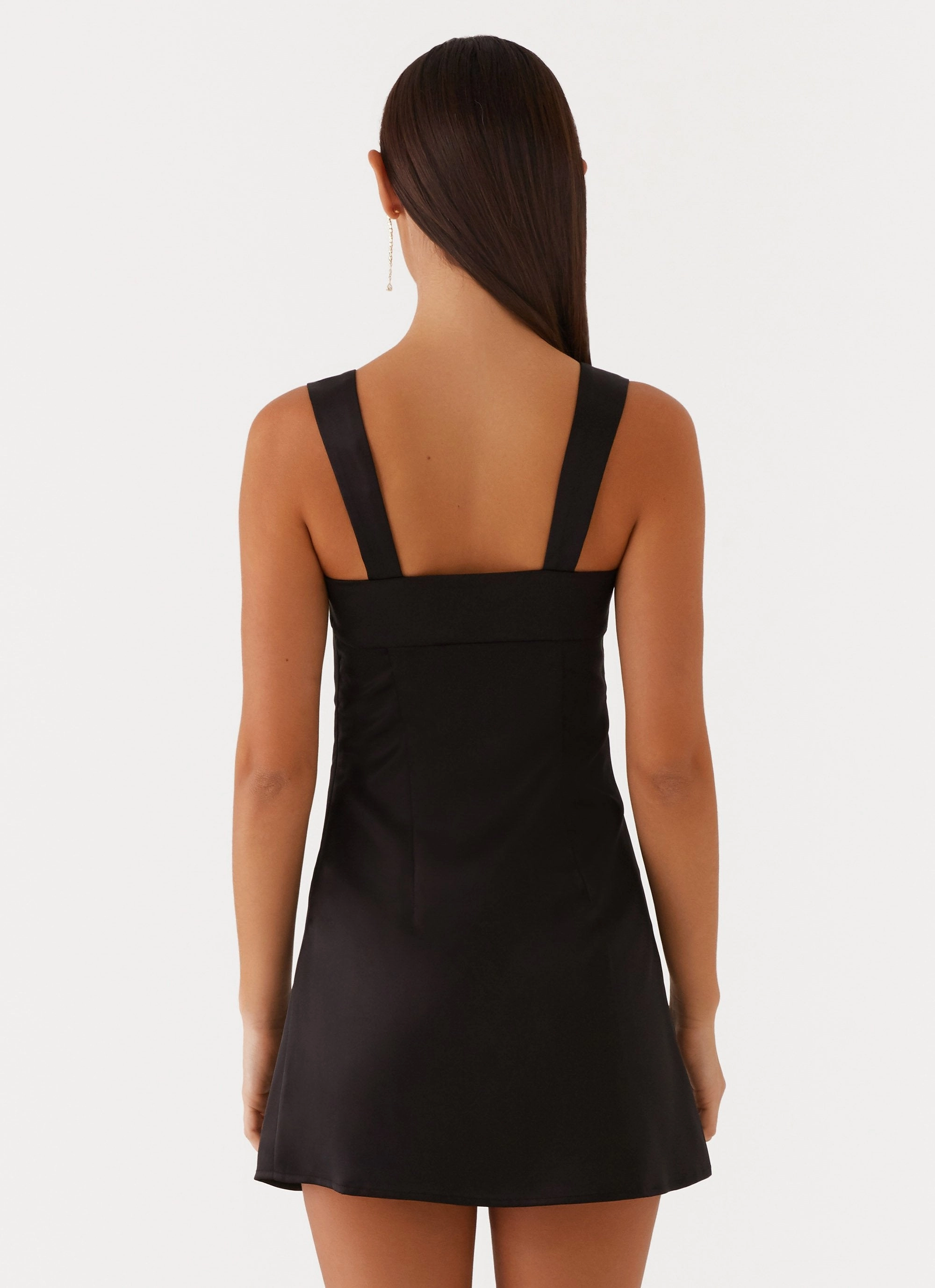 Odette Satin Mini Dress - Black Flattering Fit for All