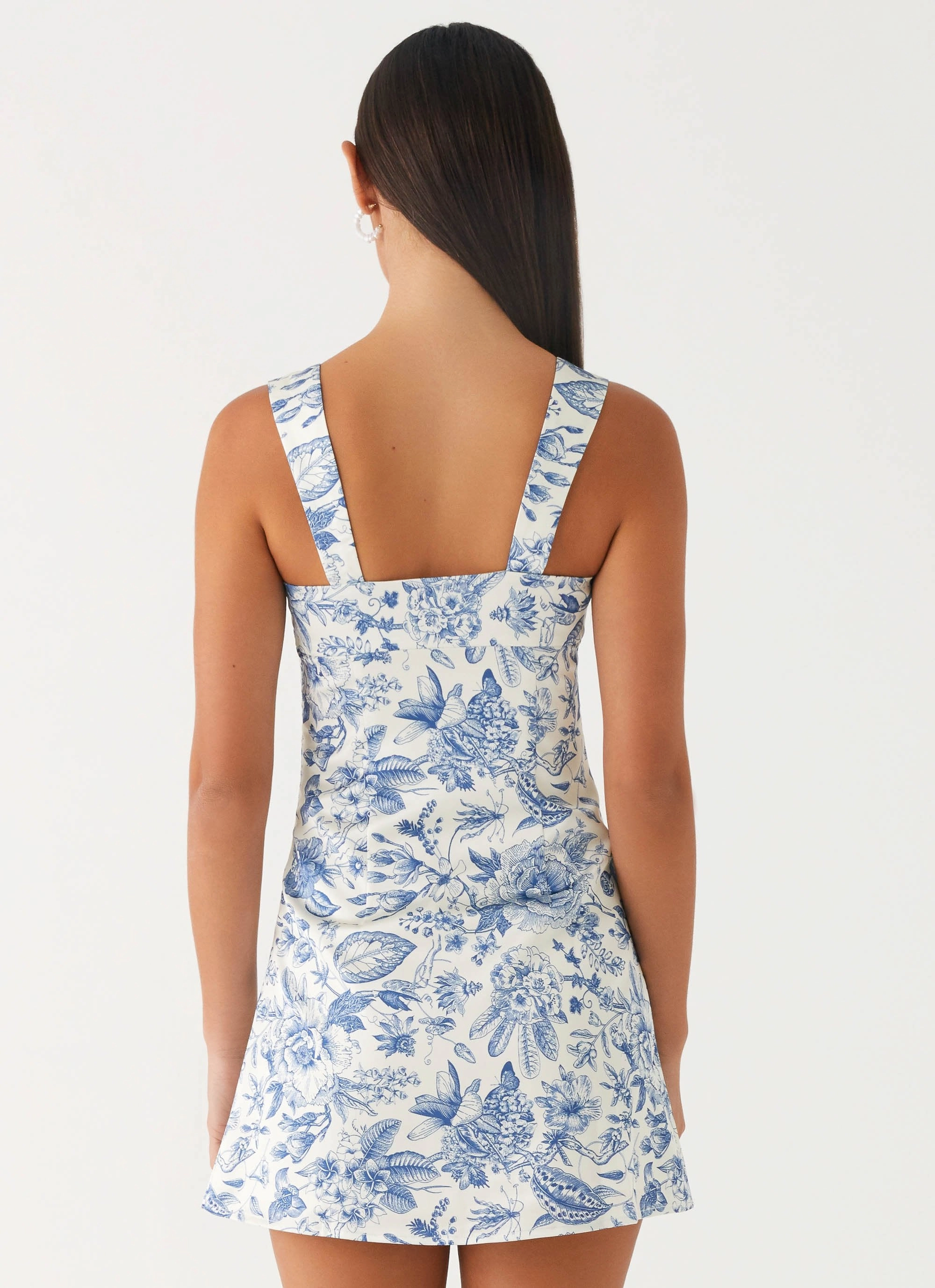 Odette Satin Mini Dress - Blue Paisley NonChafeSeams