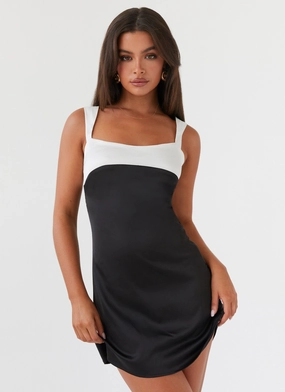 Odette Satin Mini Dress - Onyx Shape Retention Calm Texture